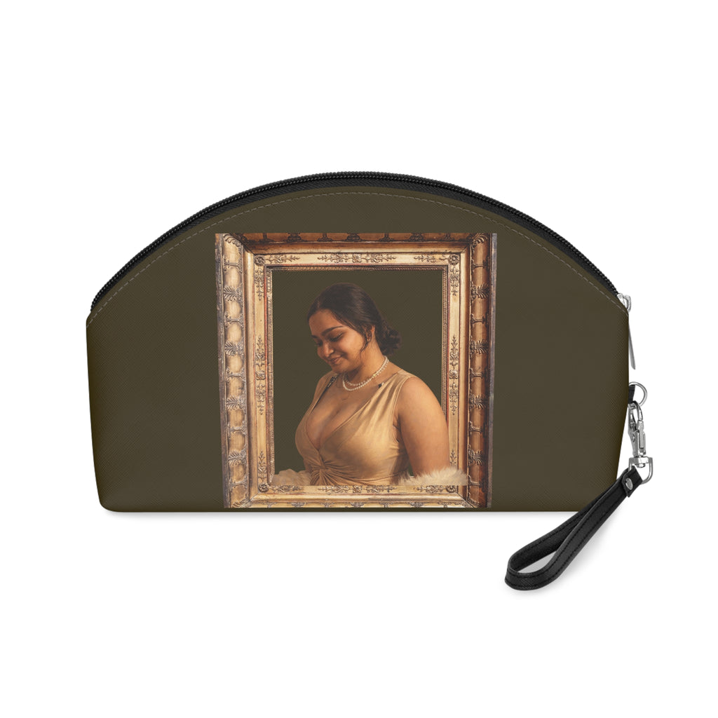Drashti Framed Portrait Makeup Bag — Elegant Green Cosmetic Pouch
