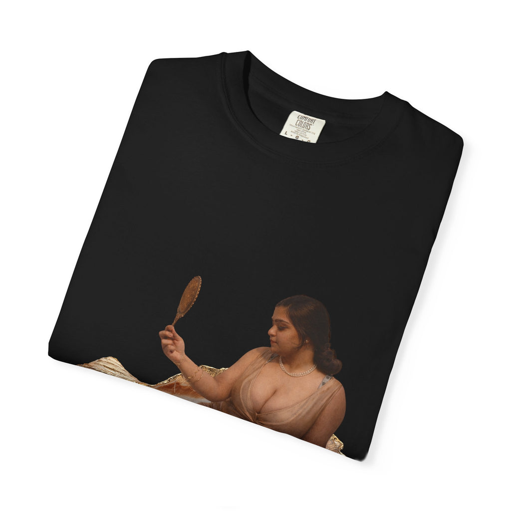 Venus Mirror T-Shirt — Nude Goddess Art Tee with 'Love, [Signature]' Back Print