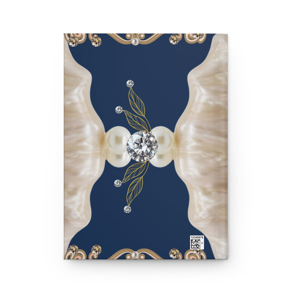 Pearl & Jewel Hardcover Journal — Elegant Navy Floral Notebook