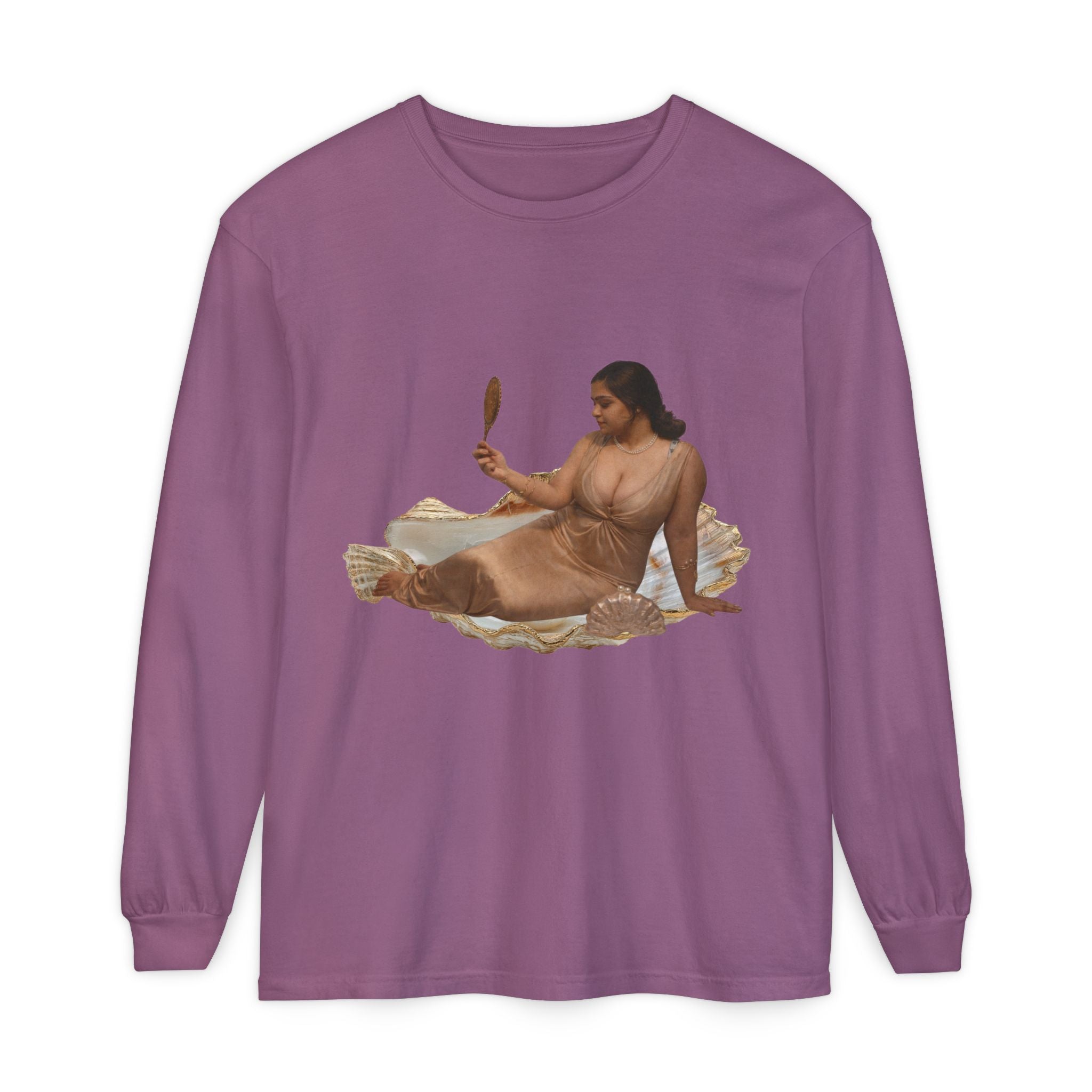 Long Sleeve T-Shirt — “Love, Dua Lipa” Shell Goddess Graphic