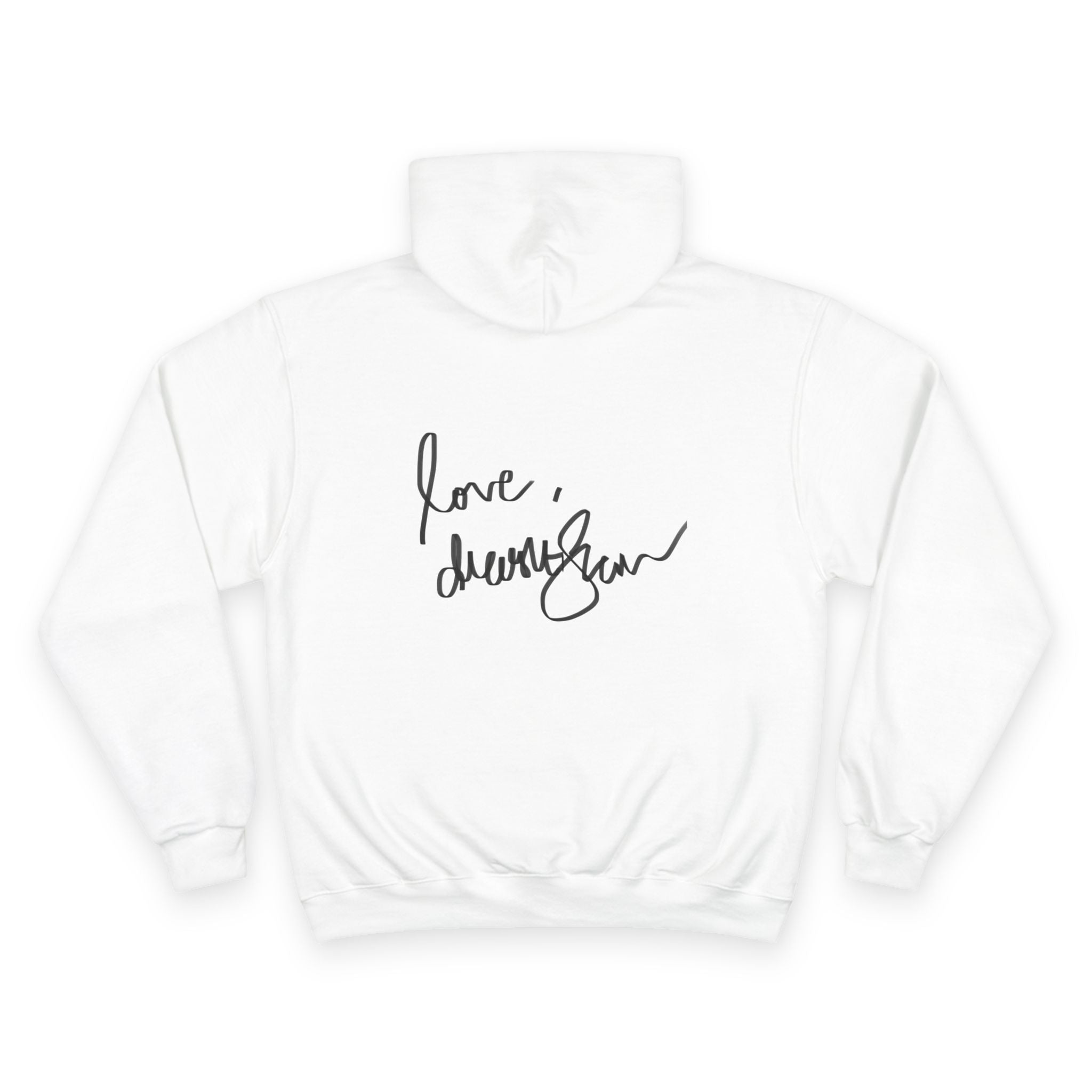 Champion Hoodie — Vintage Reclining Muse Graphic Hoodie with 'love, dunneGaur' Script