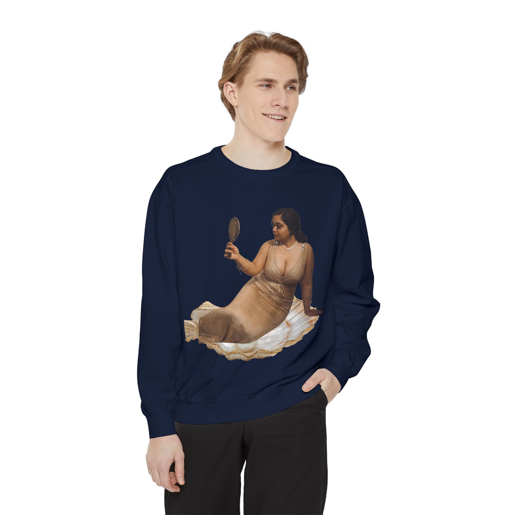 Reclining Muse Sweatshirt — 'We Will Be Home' Retro Art Graphic Crewneck