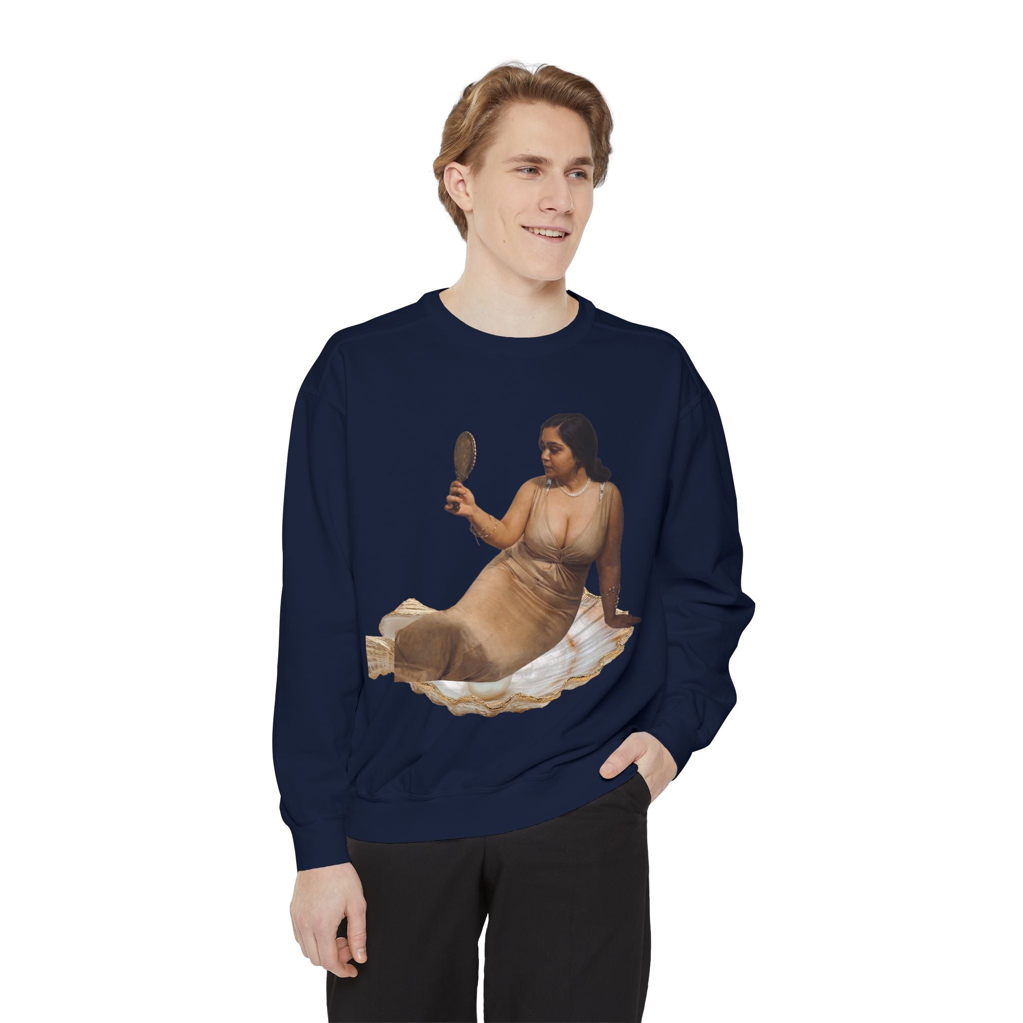 Reclining Muse Sweatshirt — 'We Will Be Home' Retro Art Graphic Crewneck