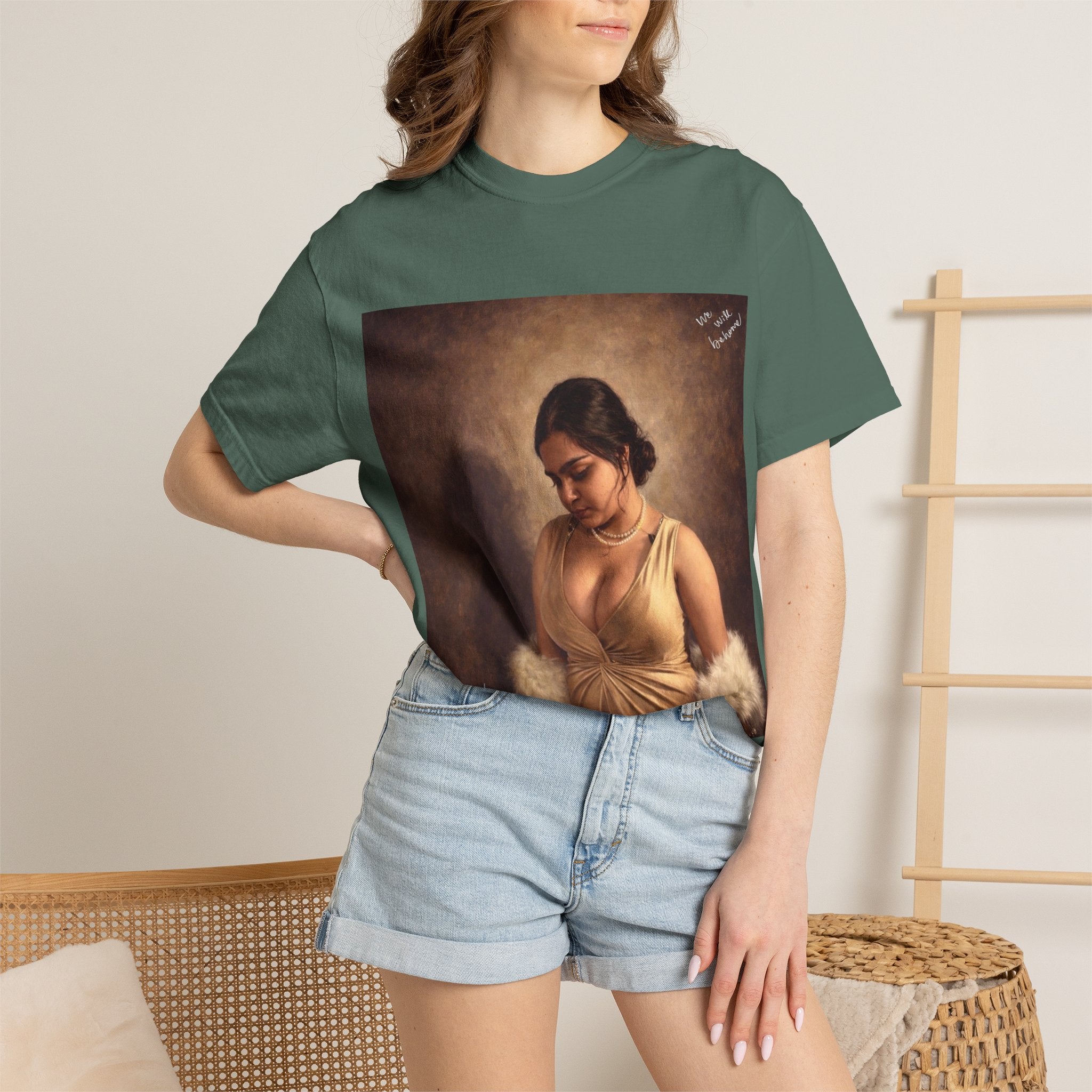 T-Shirt — Vintage Glam Portrait Tee with Signature "Love, Drashti"