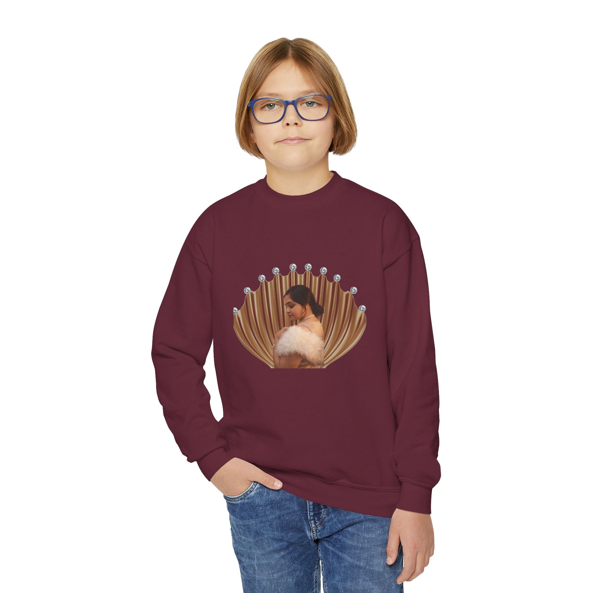 Youth Crewneck Sweatshirt — 'We Will Be Home' Vintage Portrait Graphic