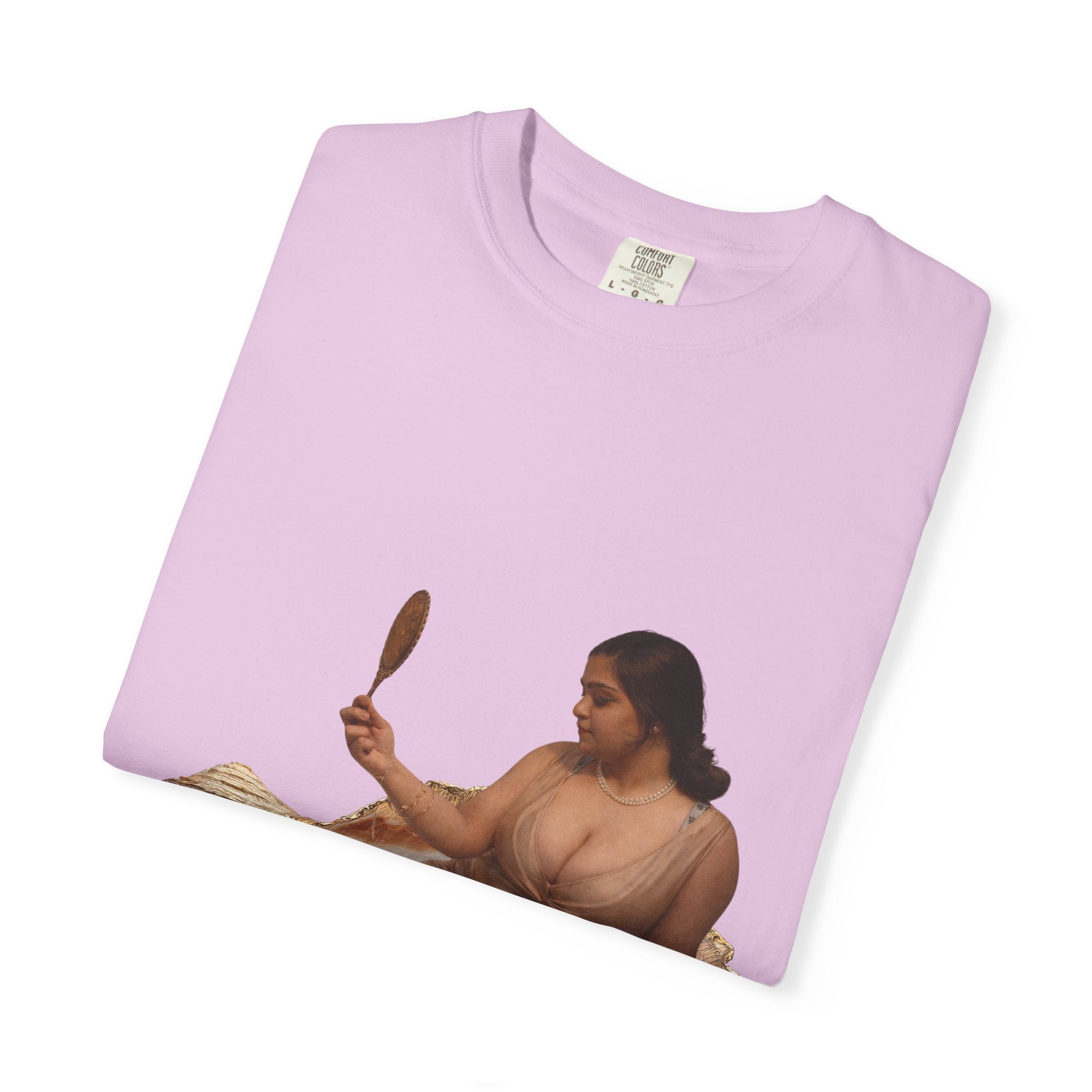 Venus Mirror T-Shirt — Nude Goddess Art Tee with 'Love, [Signature]' Back Print