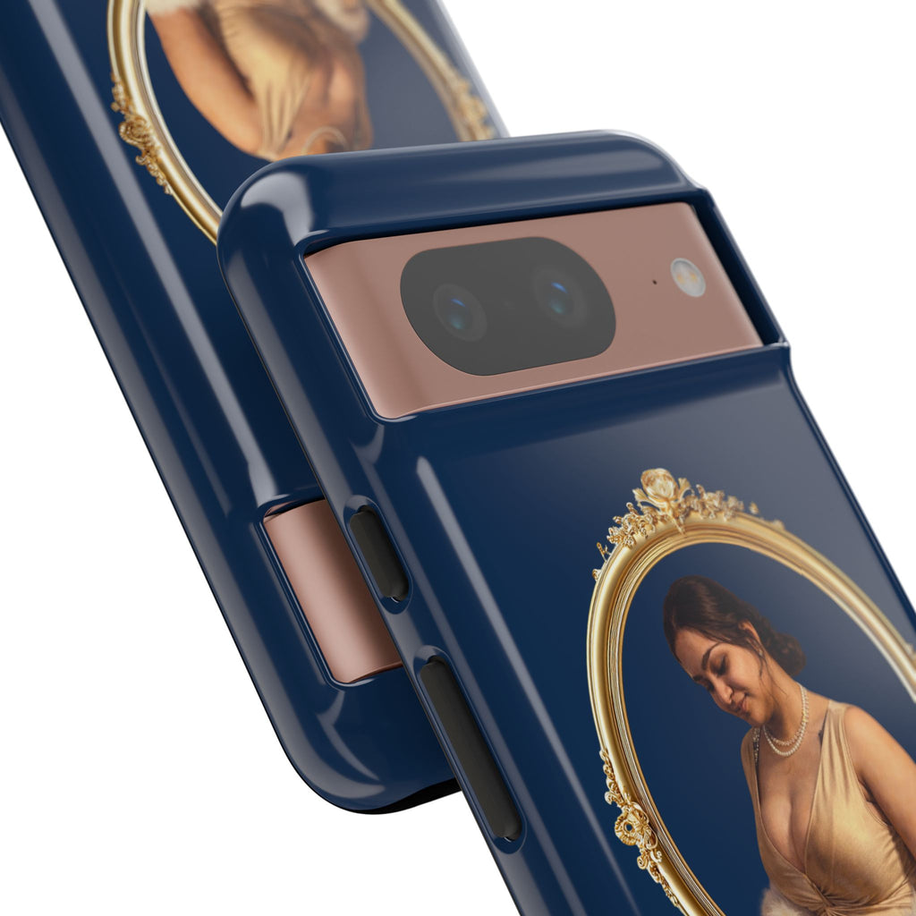 Vintage Portrait Phone Case — Elegant Gold Frame on Navy