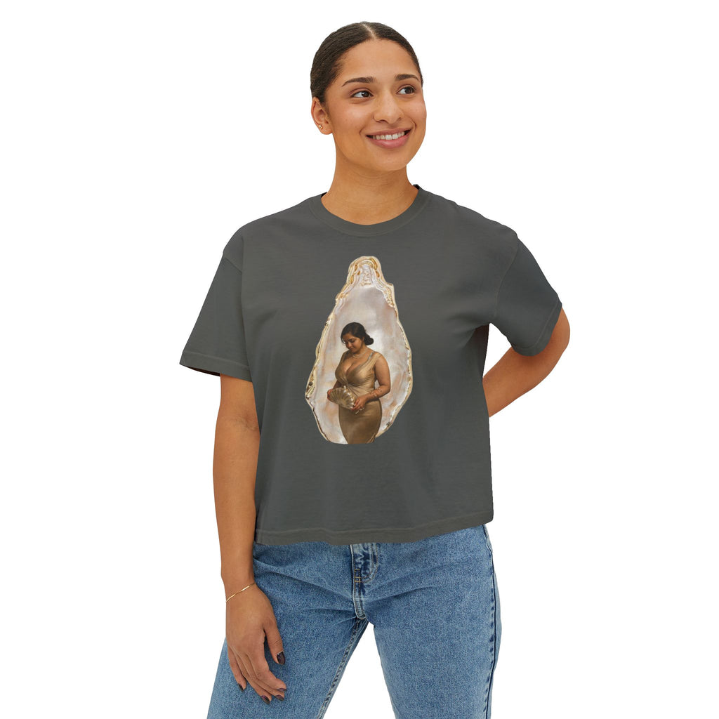 Boxy Tee — 'We Will Be Home' Vintage Angel Art Cropped T‑Shirt