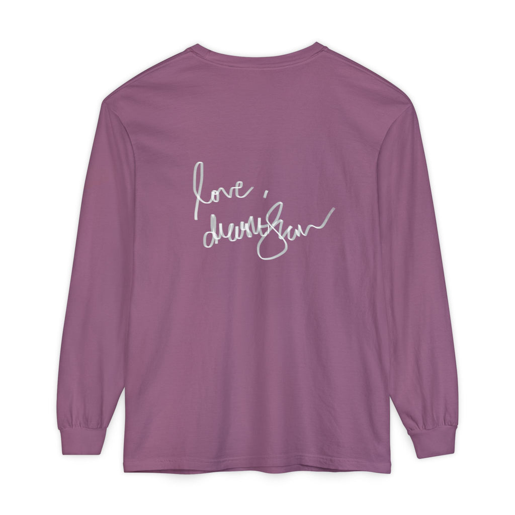Shell Portrait Long Sleeve Tee — “We Will Be Home” Back Script