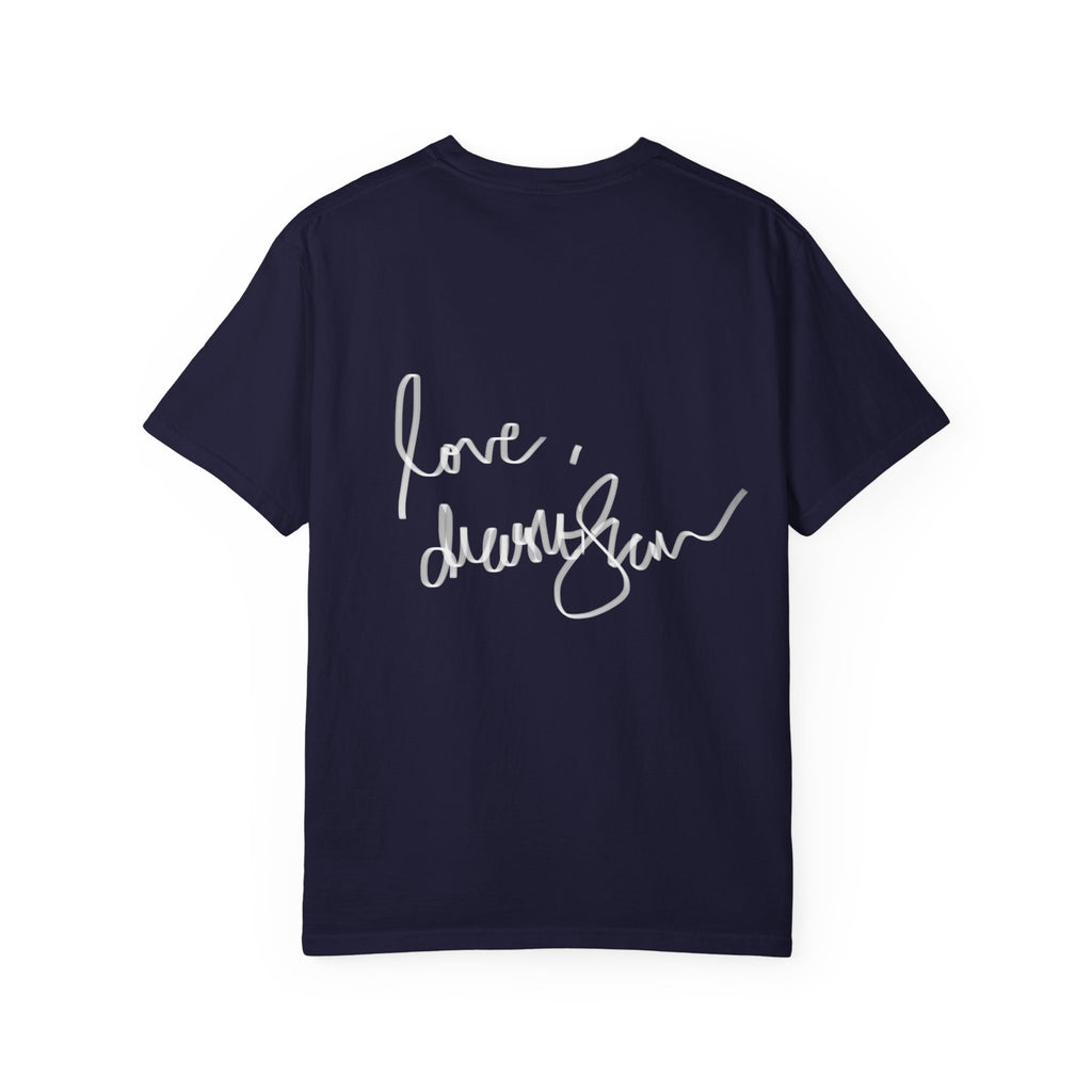 Venus Mirror T-Shirt — Nude Goddess Art Tee with 'Love, [Signature]' Back Print