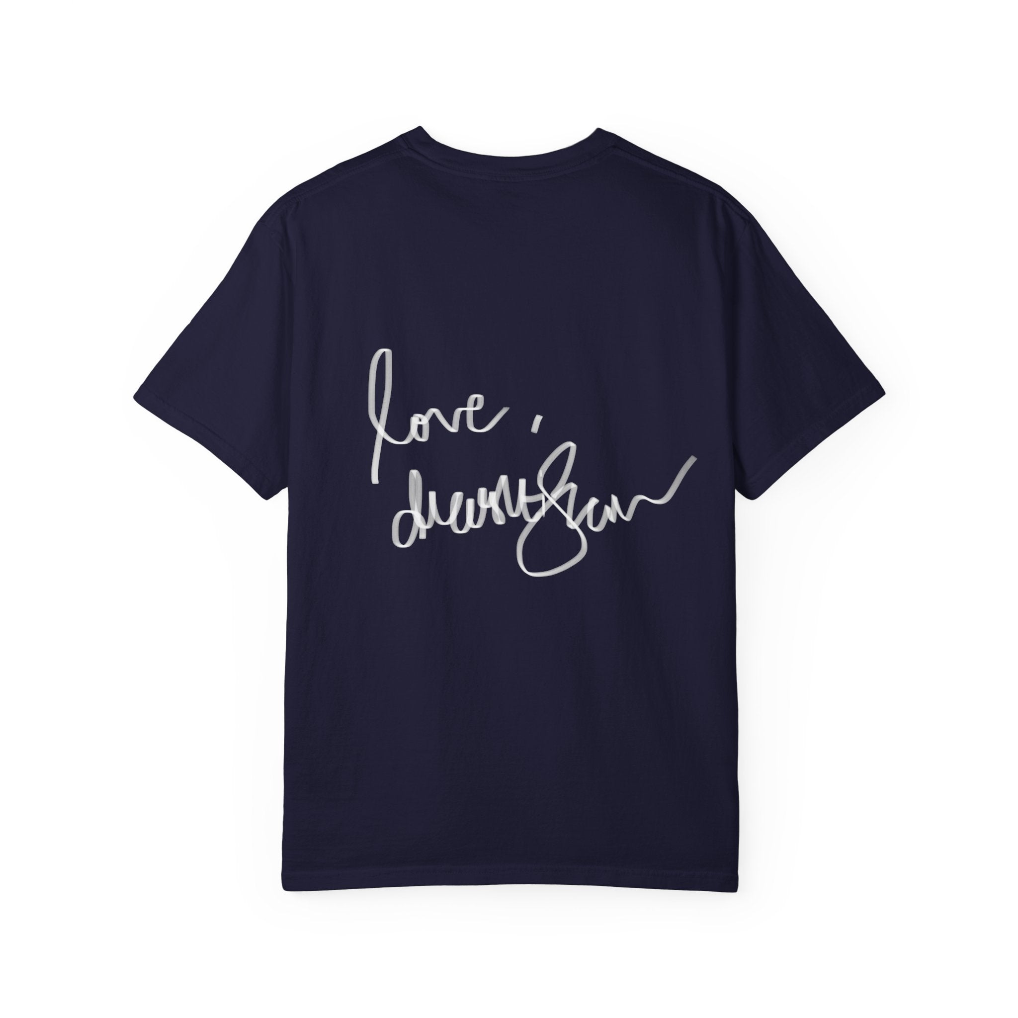 Venus Mirror T-Shirt — Nude Goddess Art Tee with 'Love, [Signature]' Back Print