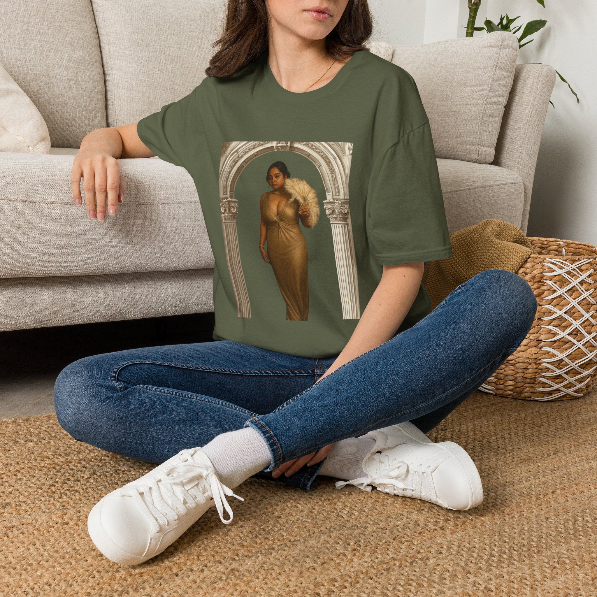 Vintage Arch Portrait T-Shirt — Elegant Woman Art Print
