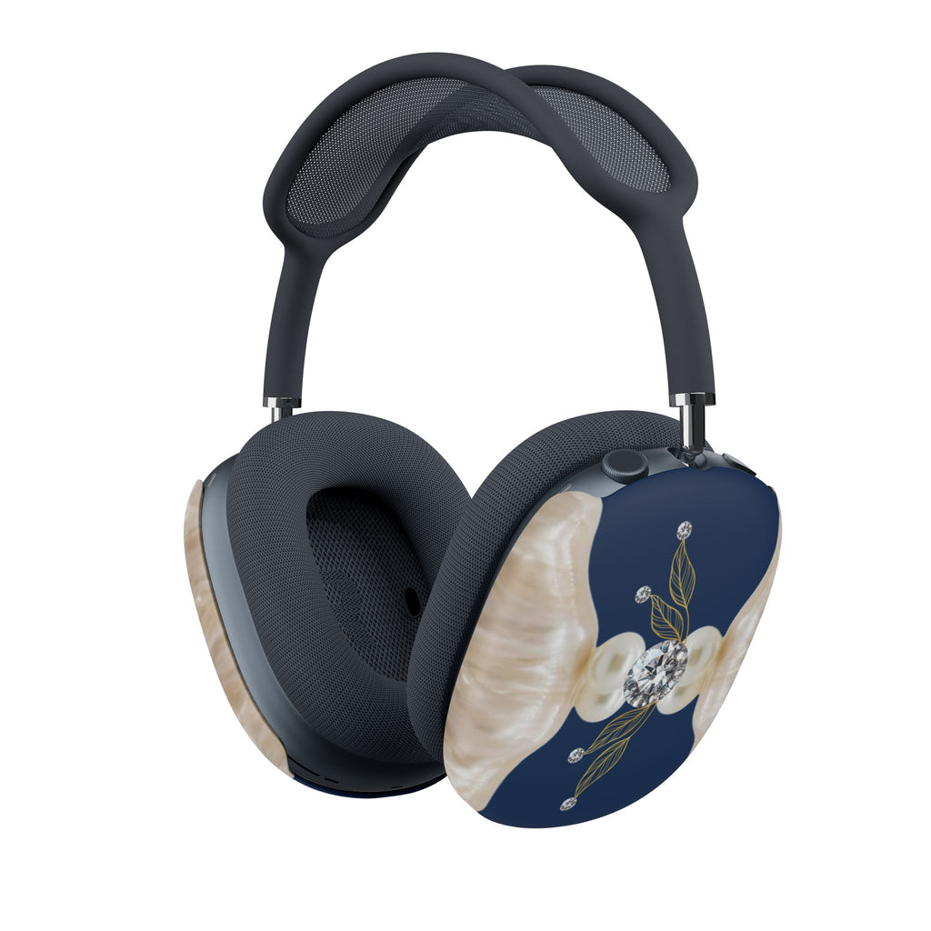 Pearl & Navy Floral AirPods Max Case — Elegant Protective Headphone Covers