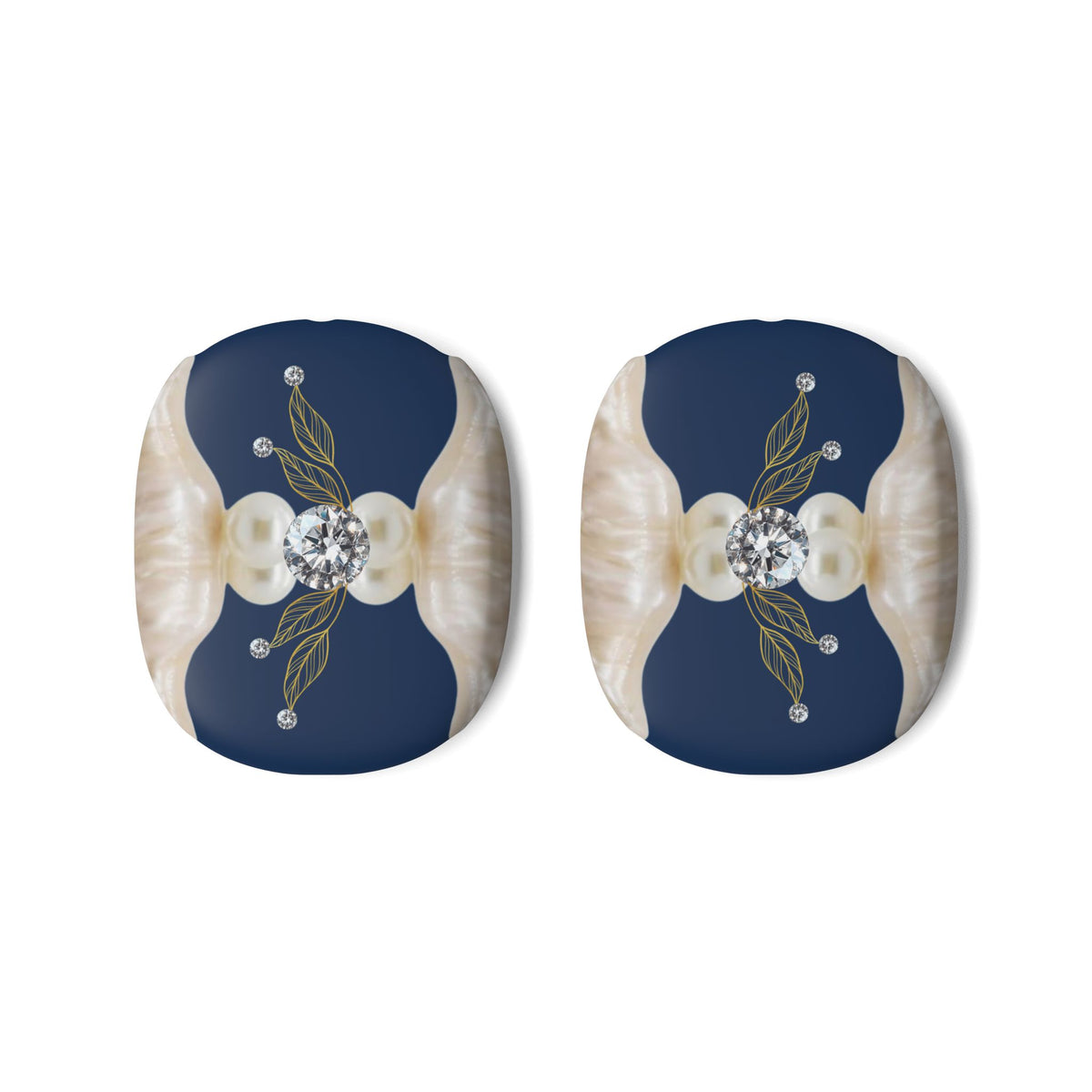 Drashti Pearl & Navy Floral AirPods Max Case — Elegant Protective Headphone Covers