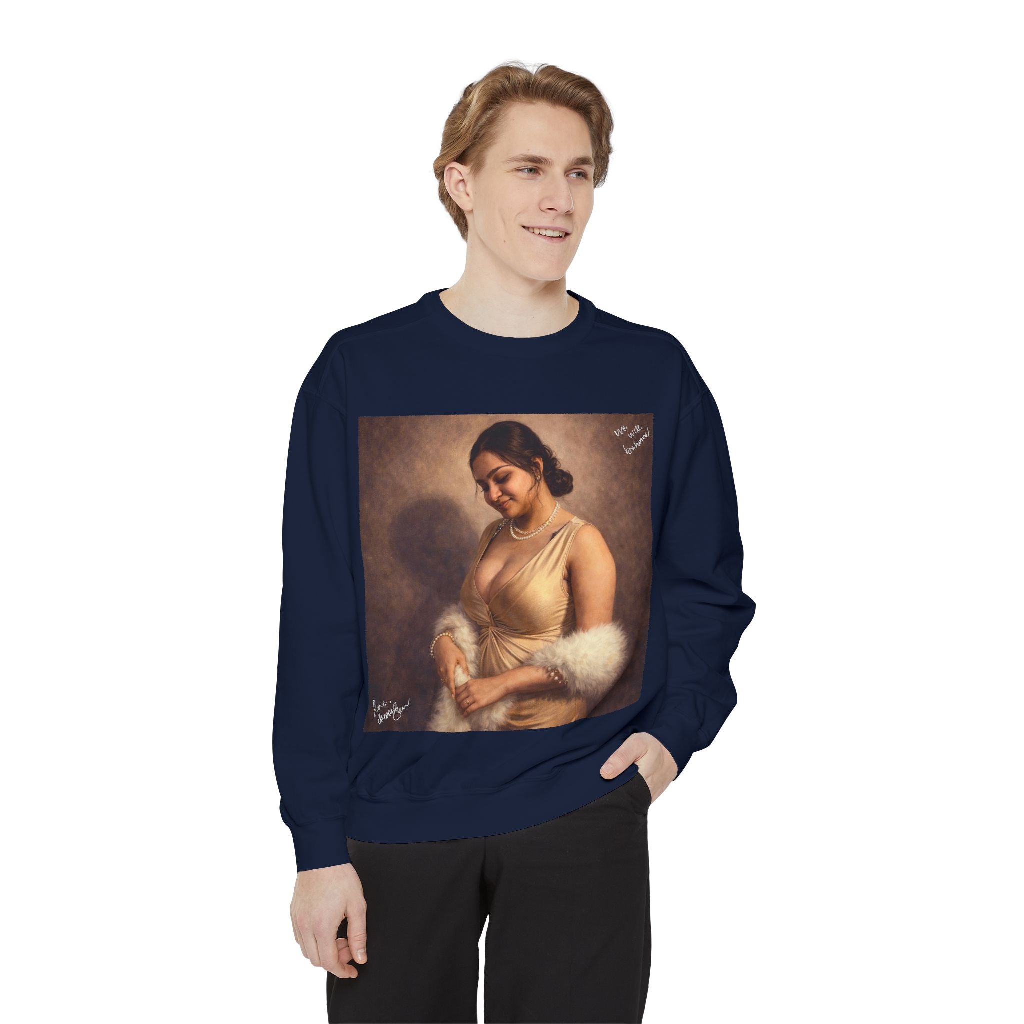 Portrait Sweatshirt — Vintage Frame Elegant Lady Graphic Pullover