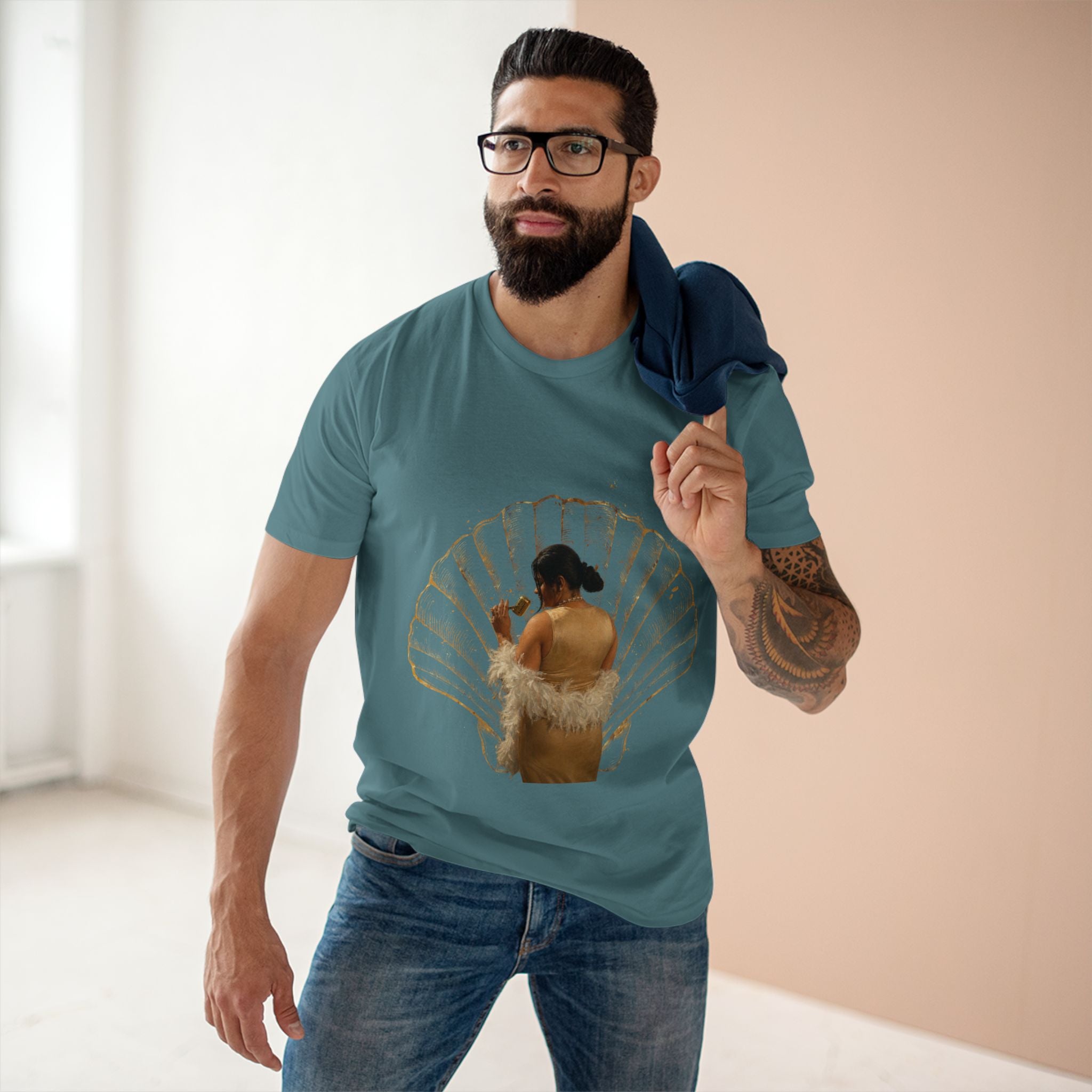 Vintage Vanity Tee — Antique Mirror & Shell Art Graphic T-Shirt