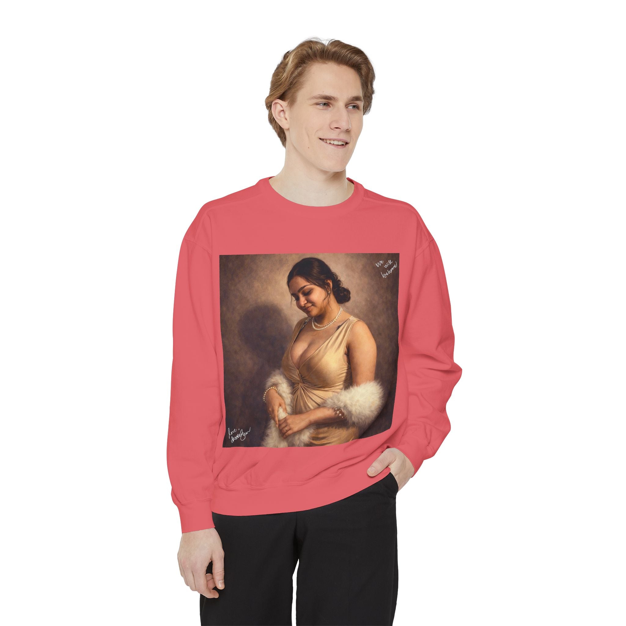 Portrait Sweatshirt — Vintage Frame Elegant Lady Graphic Pullover