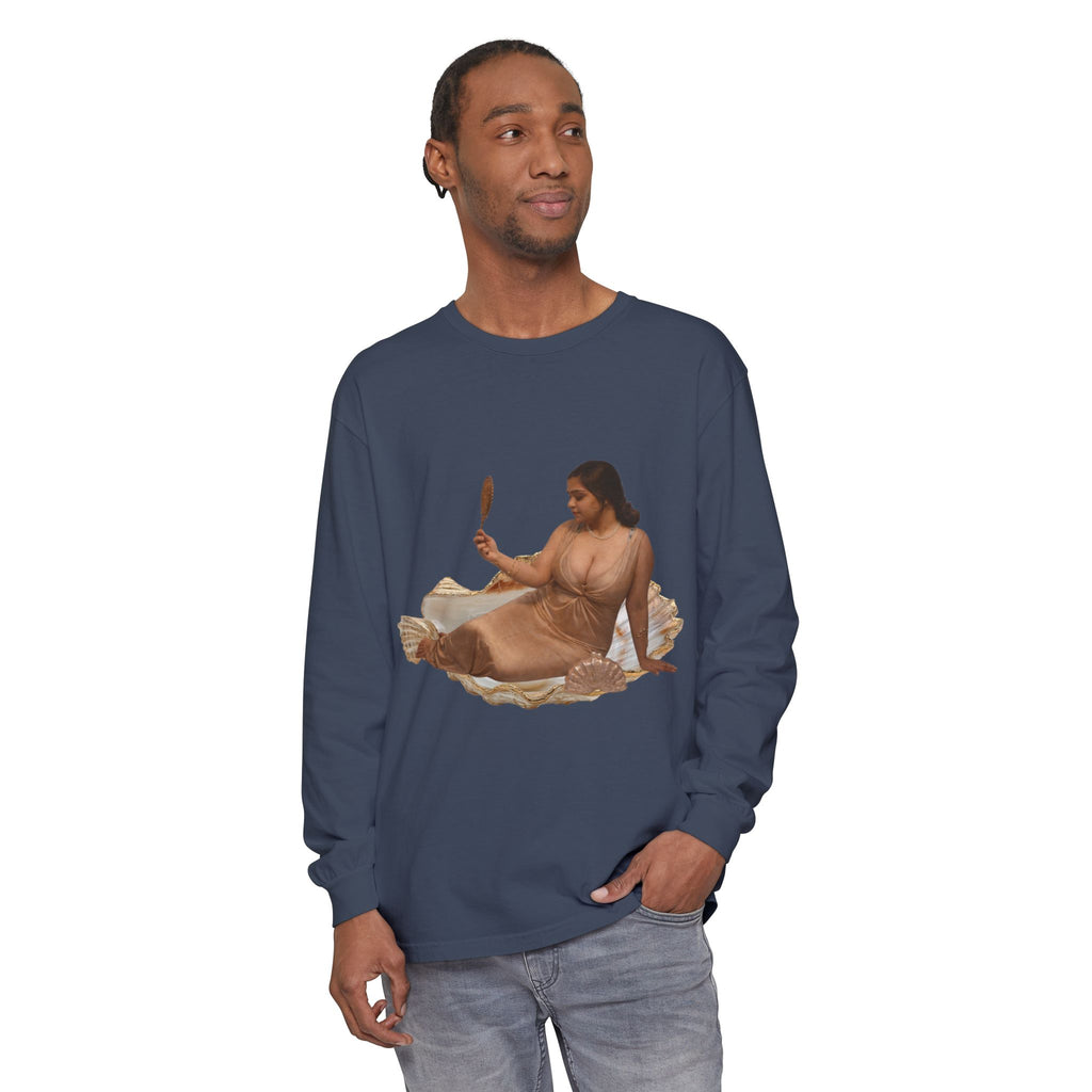 Long Sleeve T-Shirt — “Love, Dua Lipa” Shell Goddess Graphic