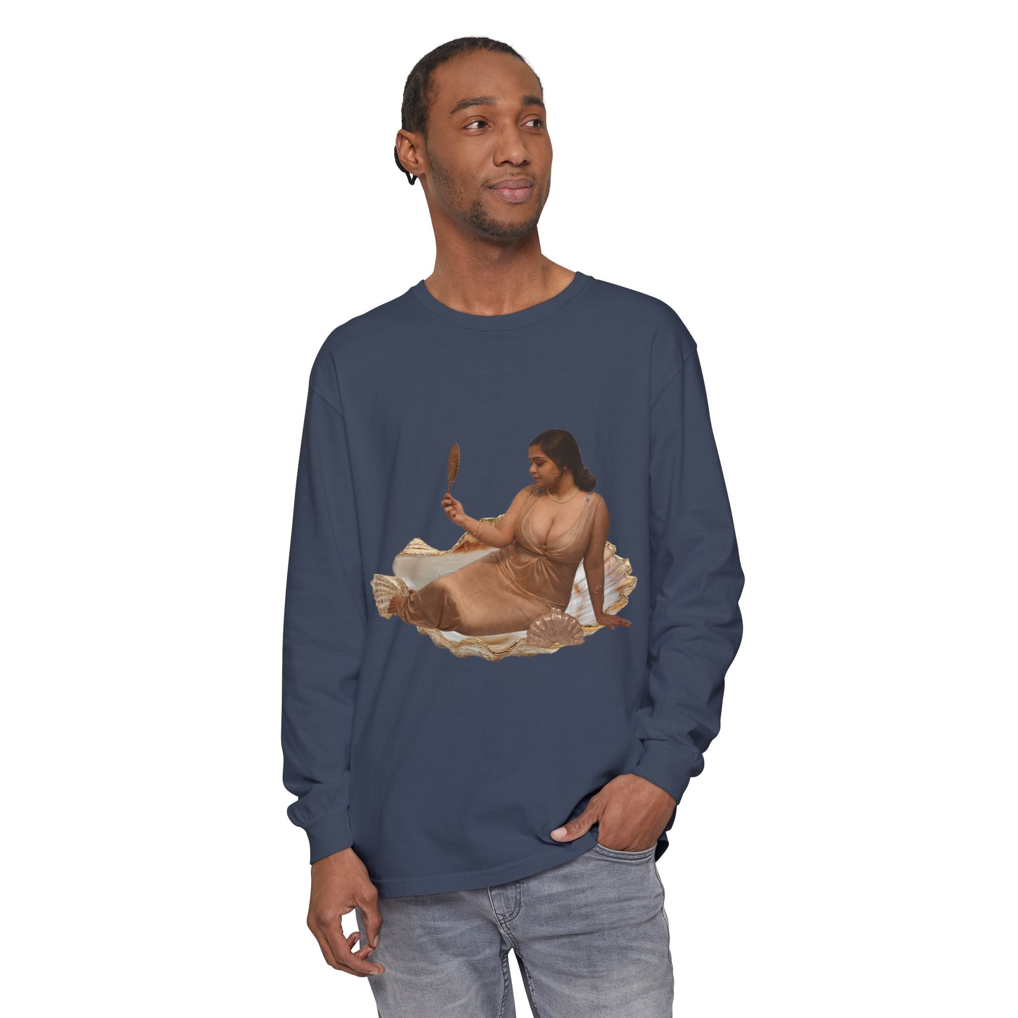 Long Sleeve T-Shirt — “Love, Dua Lipa” Shell Goddess Graphic