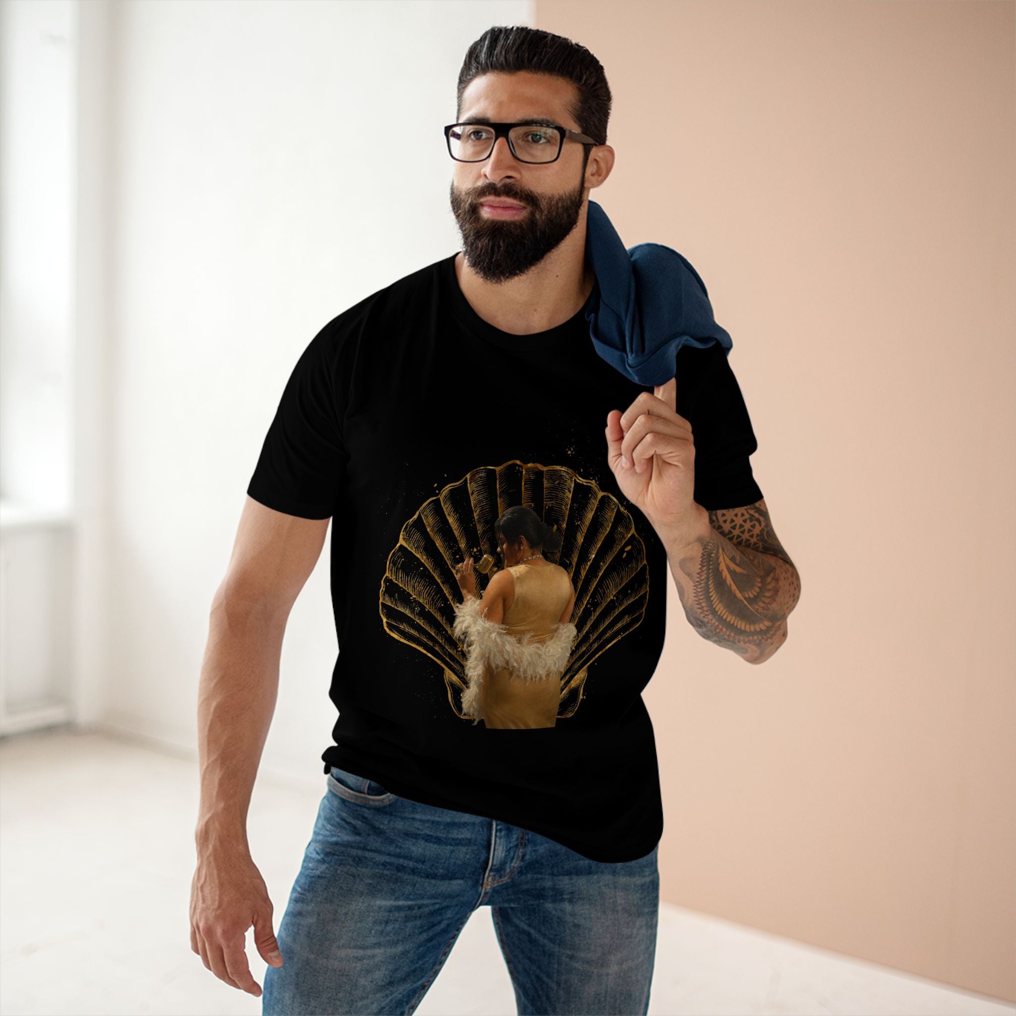 Vintage Vanity Tee — Antique Mirror & Shell Art Graphic T-Shirt