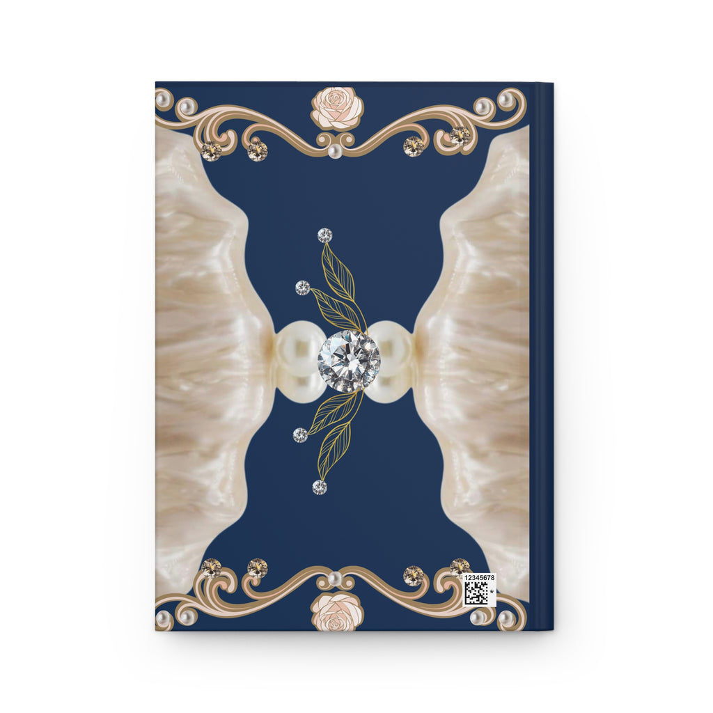 Drashti Vintage Portrait Hardcover Journal — Elegant Navy Gold Frame & Pearl Motif
