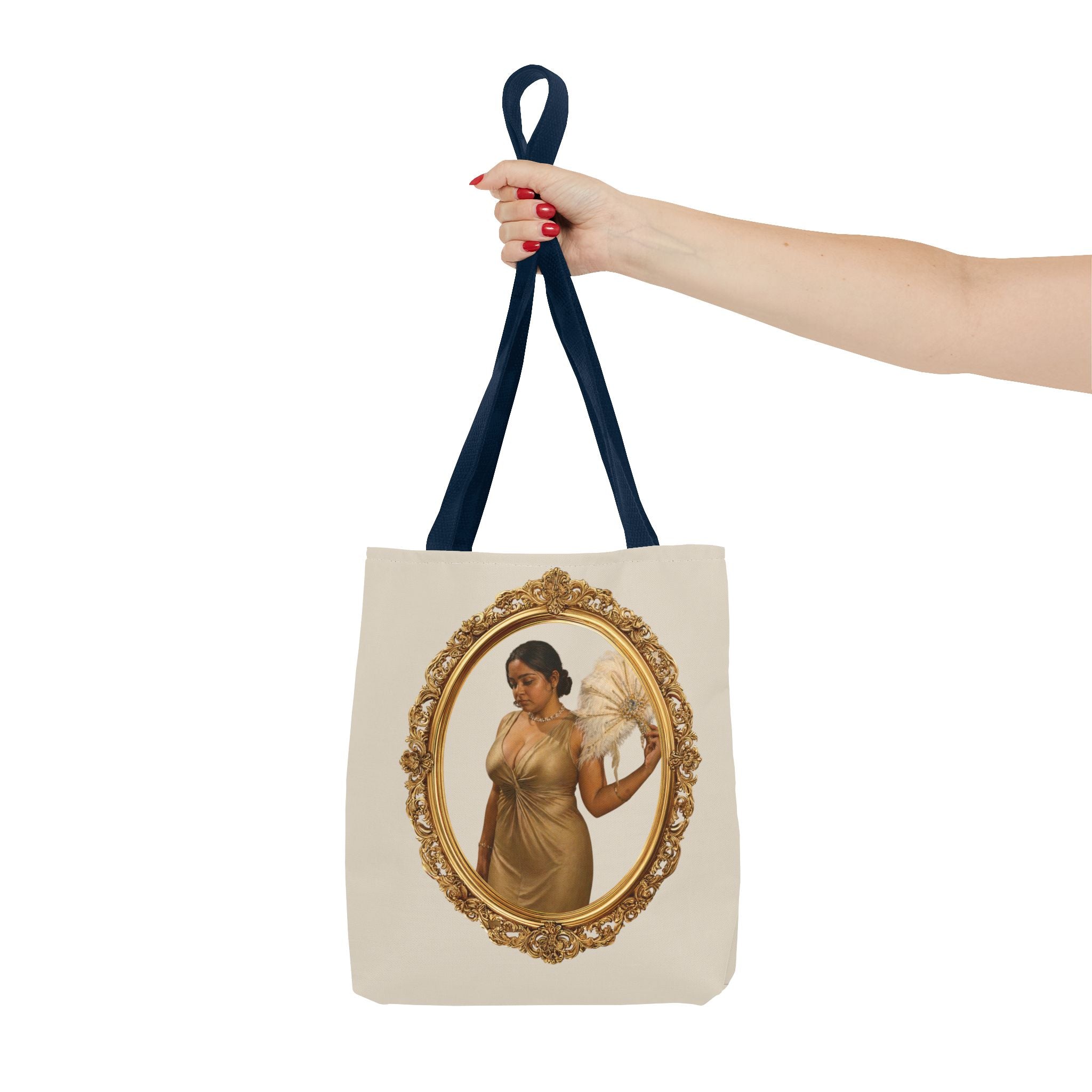 Vintage Portrait Tote Bag — Framed Lady Canvas Shopper