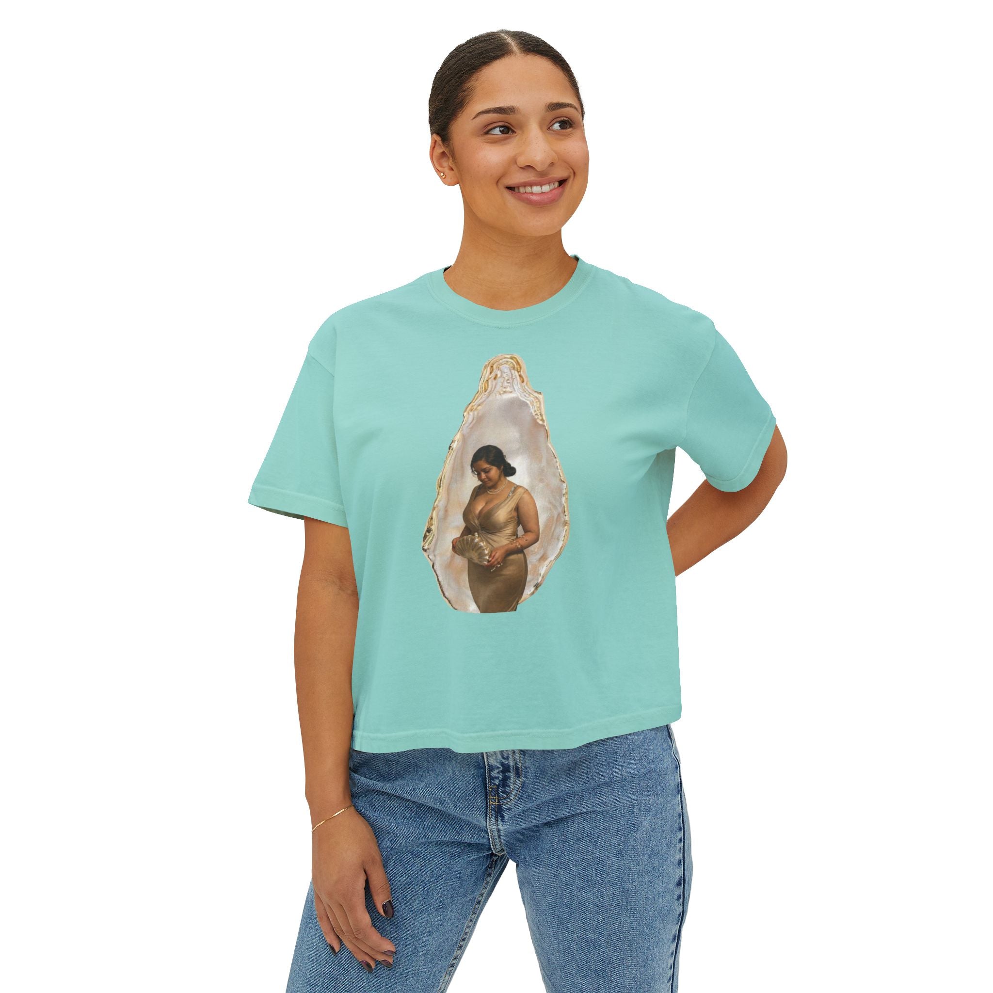 Boxy Tee — 'We Will Be Home' Vintage Angel Art Cropped T‑Shirt