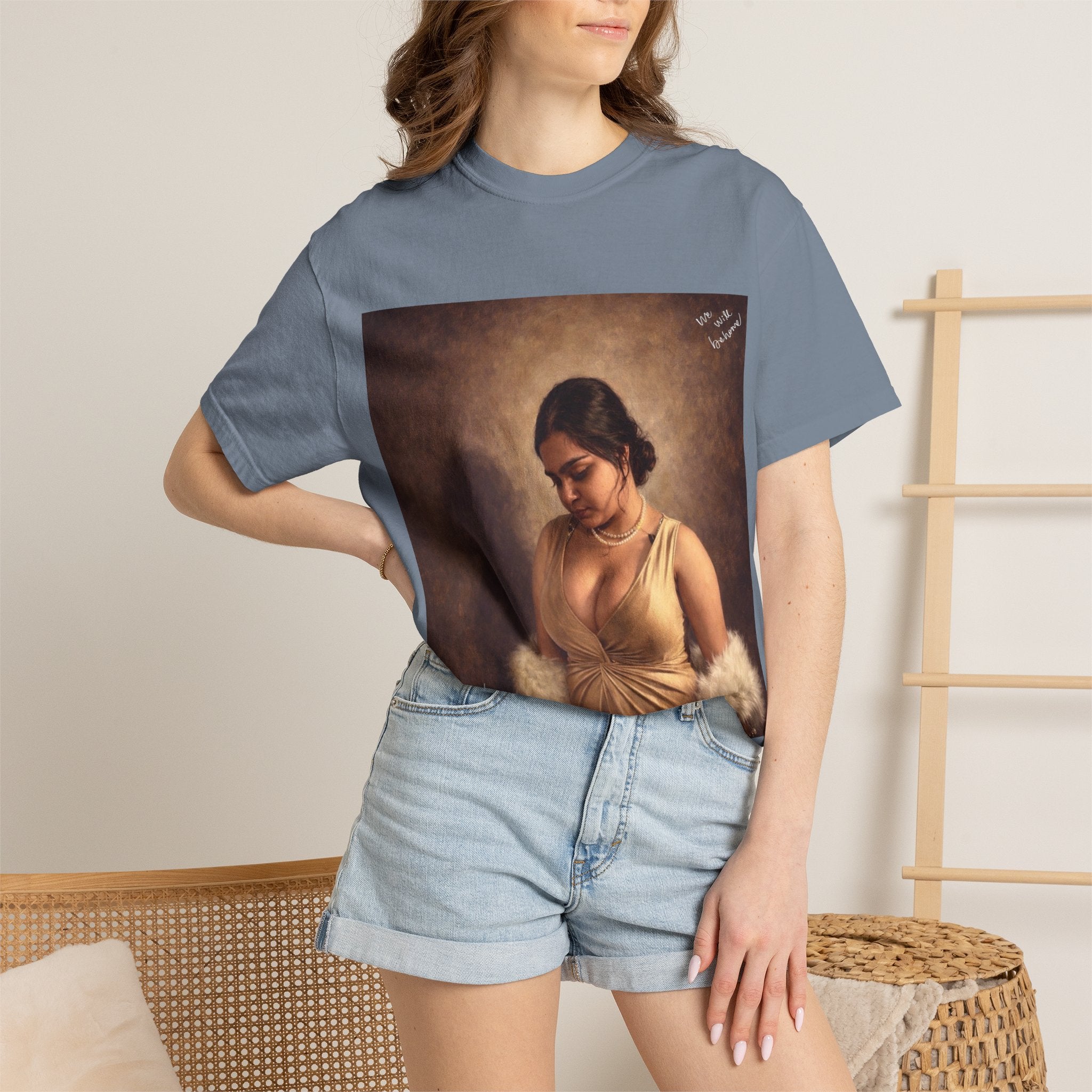 T-Shirt — Vintage Glam Portrait Tee with Signature "Love, Drashti"