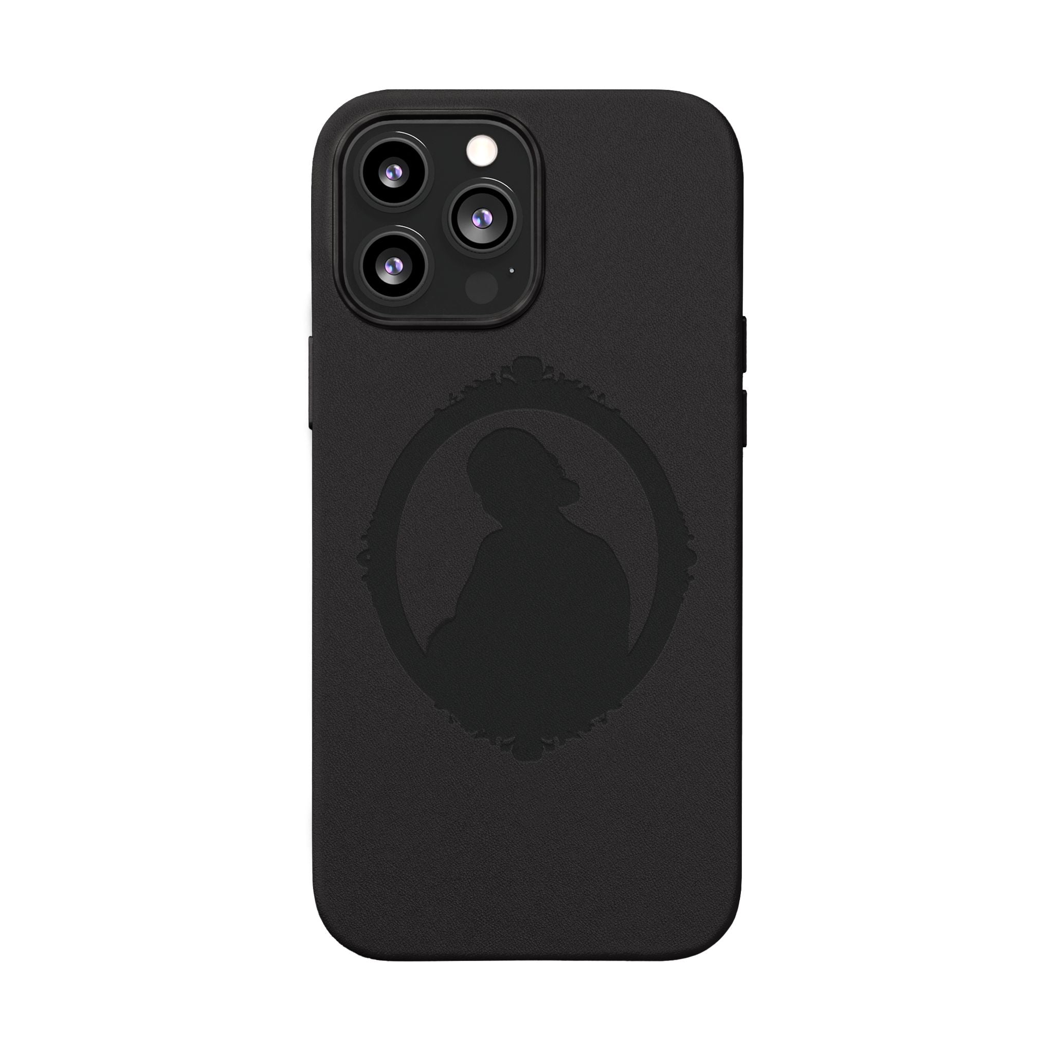 Engraved PU Leather Phone Case — Silhouette Outline Design