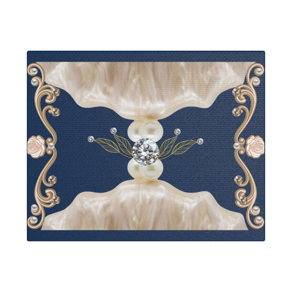 Navy Pearl Baroque Satin Canvas Wall Art — Stretched Decorative Print