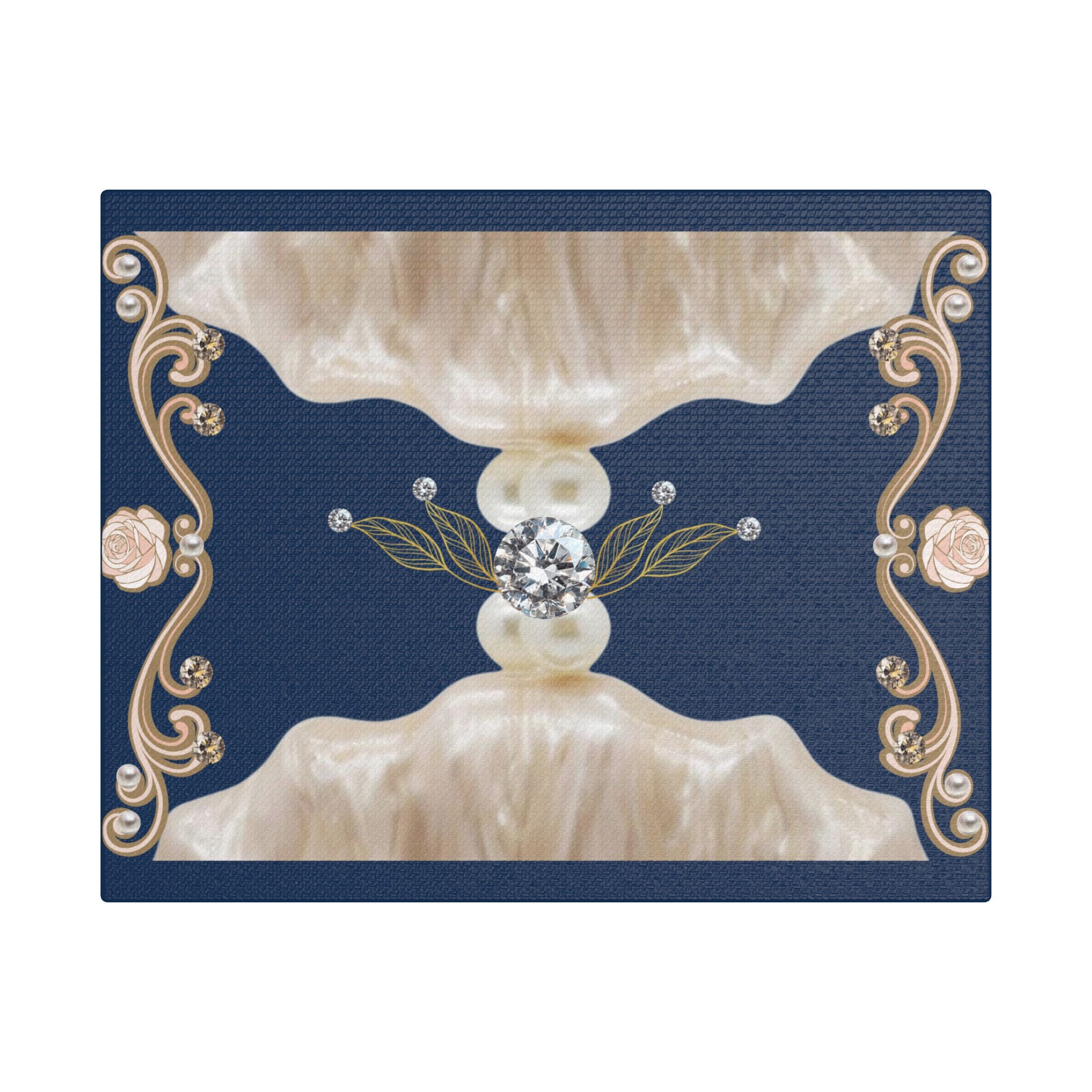 Navy Pearl Baroque Satin Canvas Wall Art — Stretched Decorative Print
