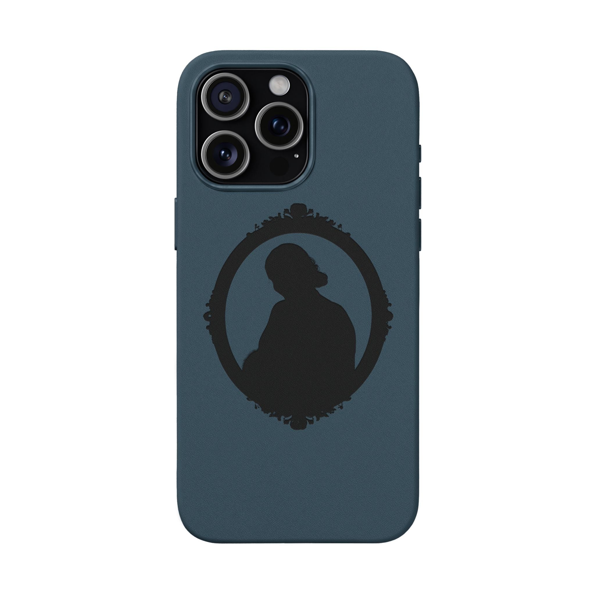 Engraved PU Leather Phone Case — Silhouette Outline Design