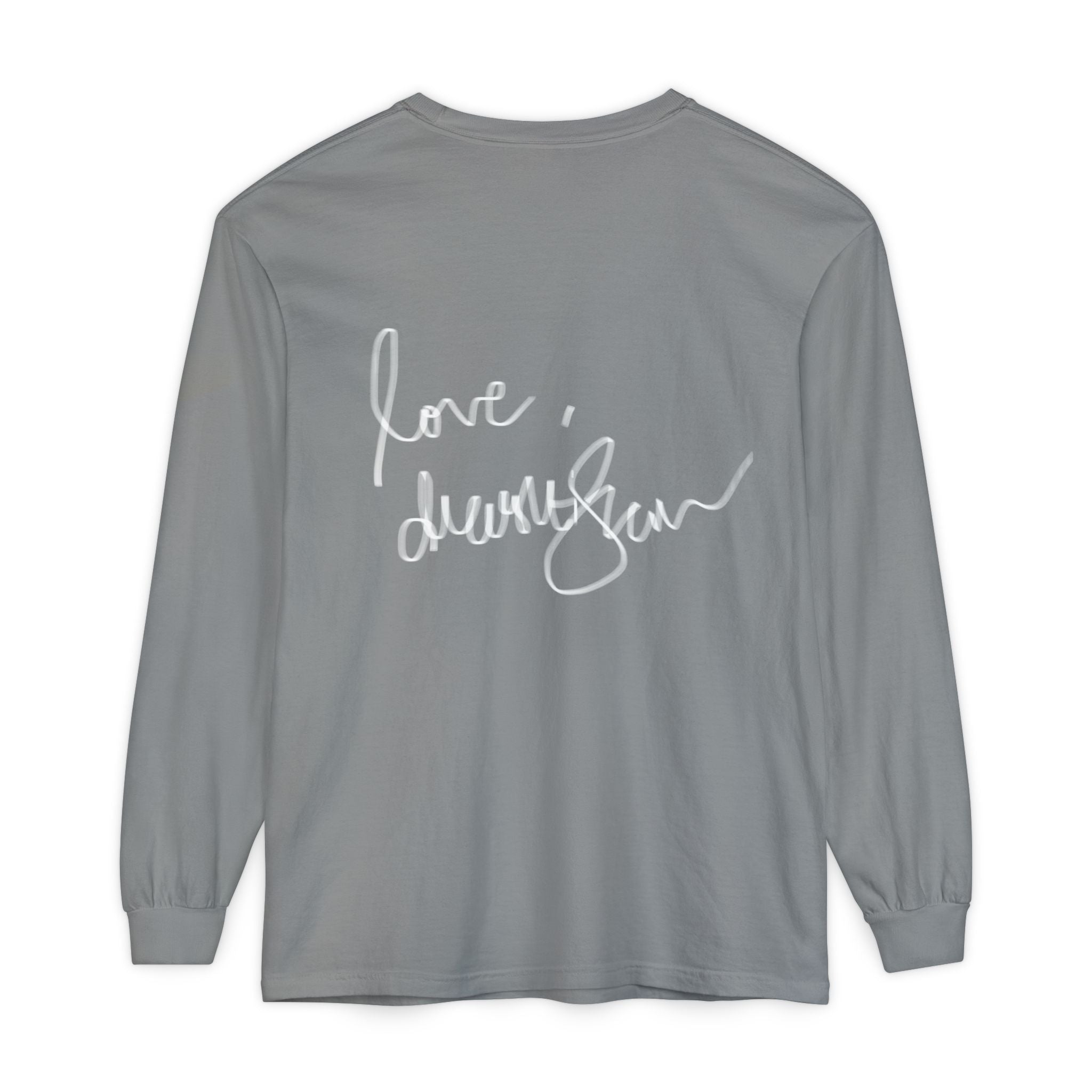 Shell Portrait Long Sleeve Tee — “We Will Be Home” Back Script