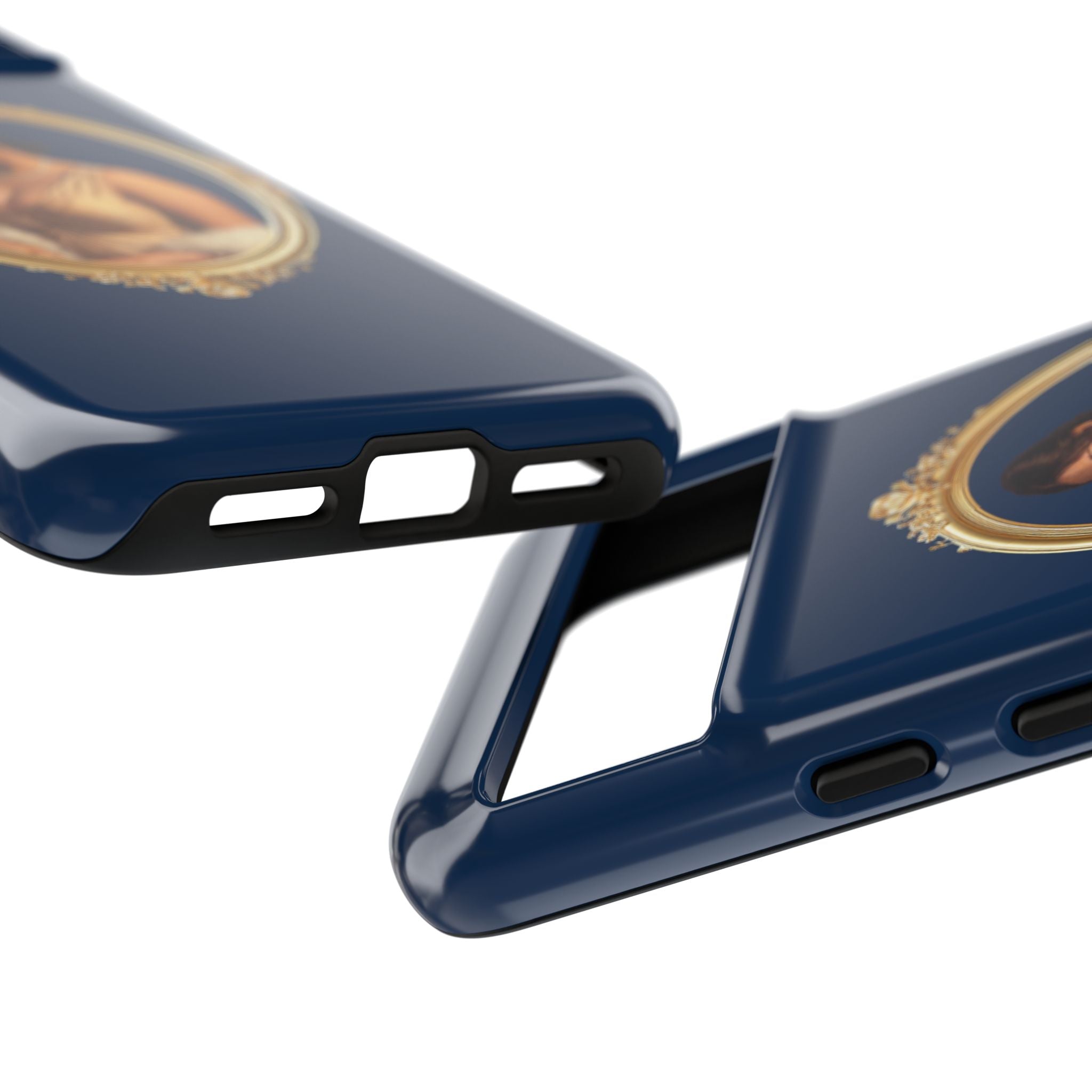 Vintage Portrait Phone Case — Elegant Gold Frame on Navy