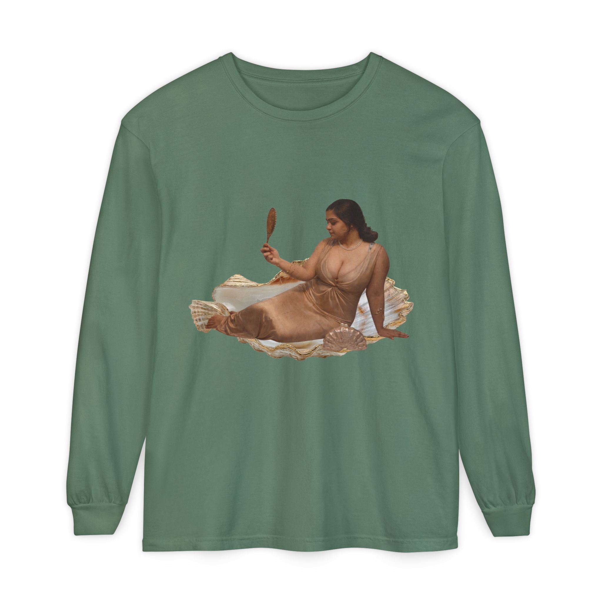 Long Sleeve T-Shirt — “Love, Dua Lipa” Shell Goddess Graphic
