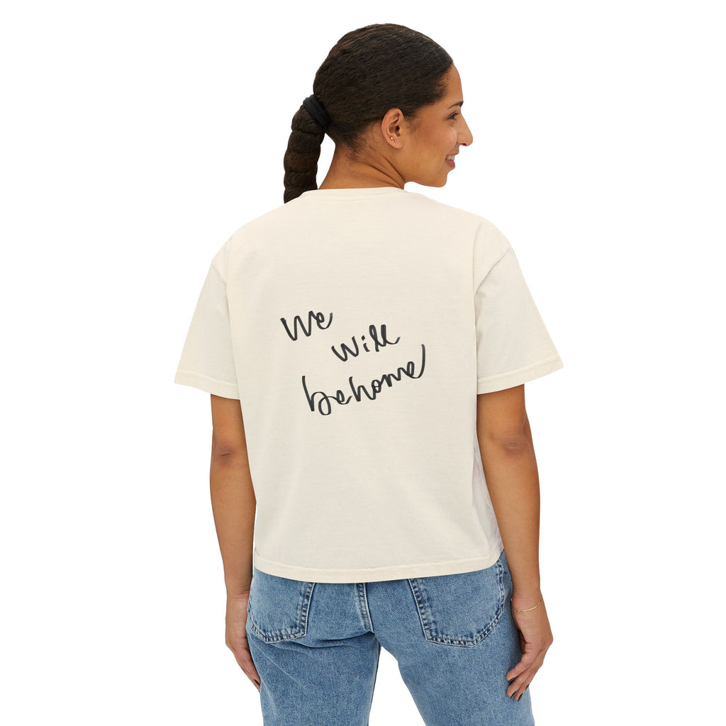 Boxy Tee — 'We Will Be Home' Vintage Angel Art Cropped T‑Shirt