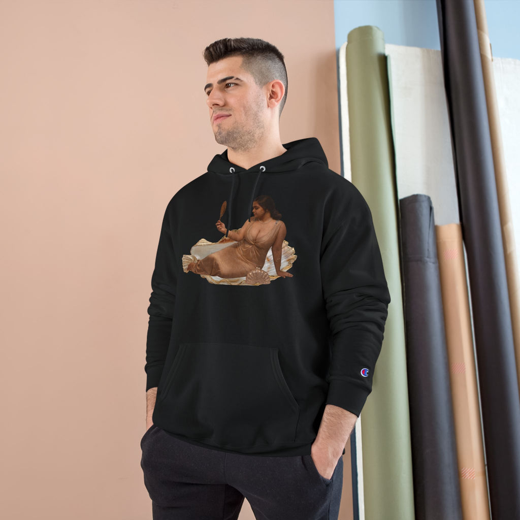 Champion Hoodie — Vintage Reclining Muse Graphic Hoodie with 'love, dunneGaur' Script