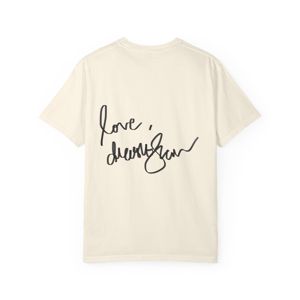 Venus Mirror T-Shirt — Nude Goddess Art Tee with 'Love, [Signature]' Back Print