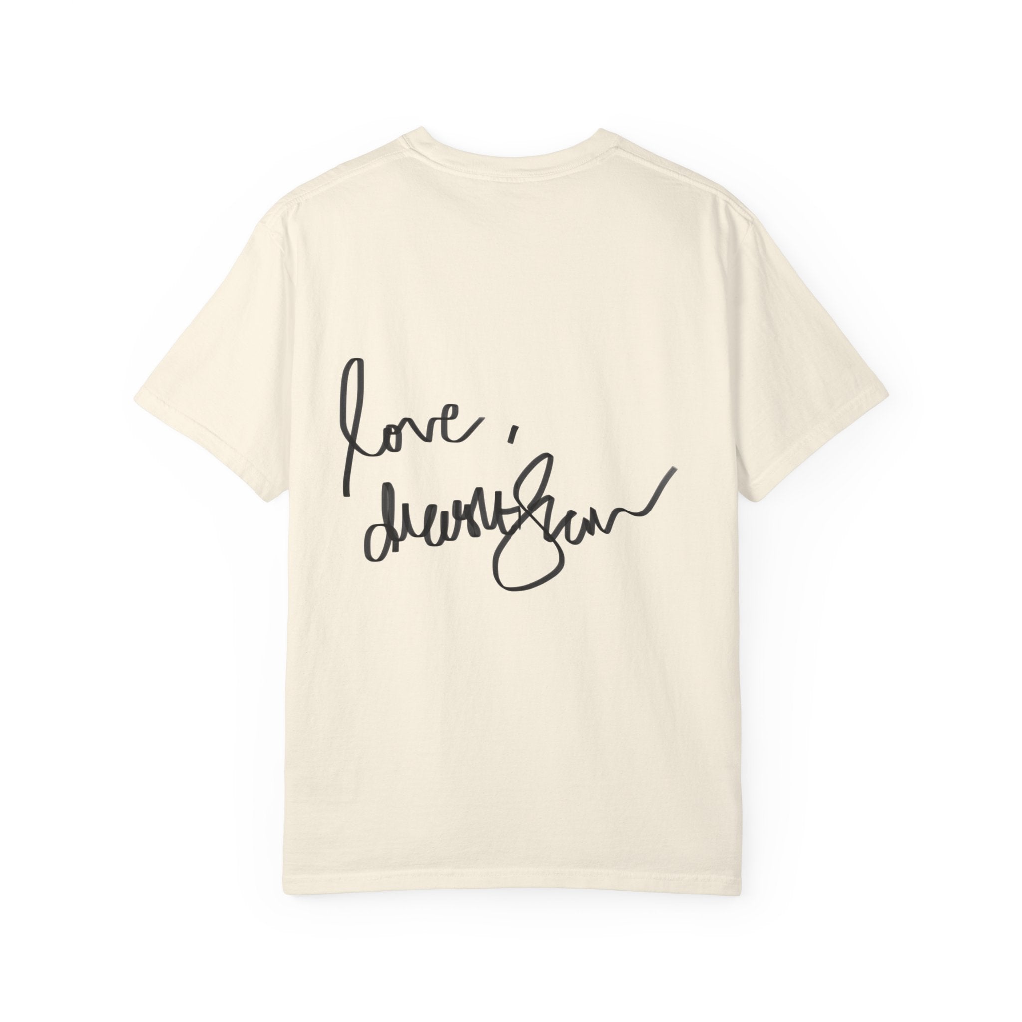 Venus Mirror T-Shirt — Nude Goddess Art Tee with 'Love, [Signature]' Back Print