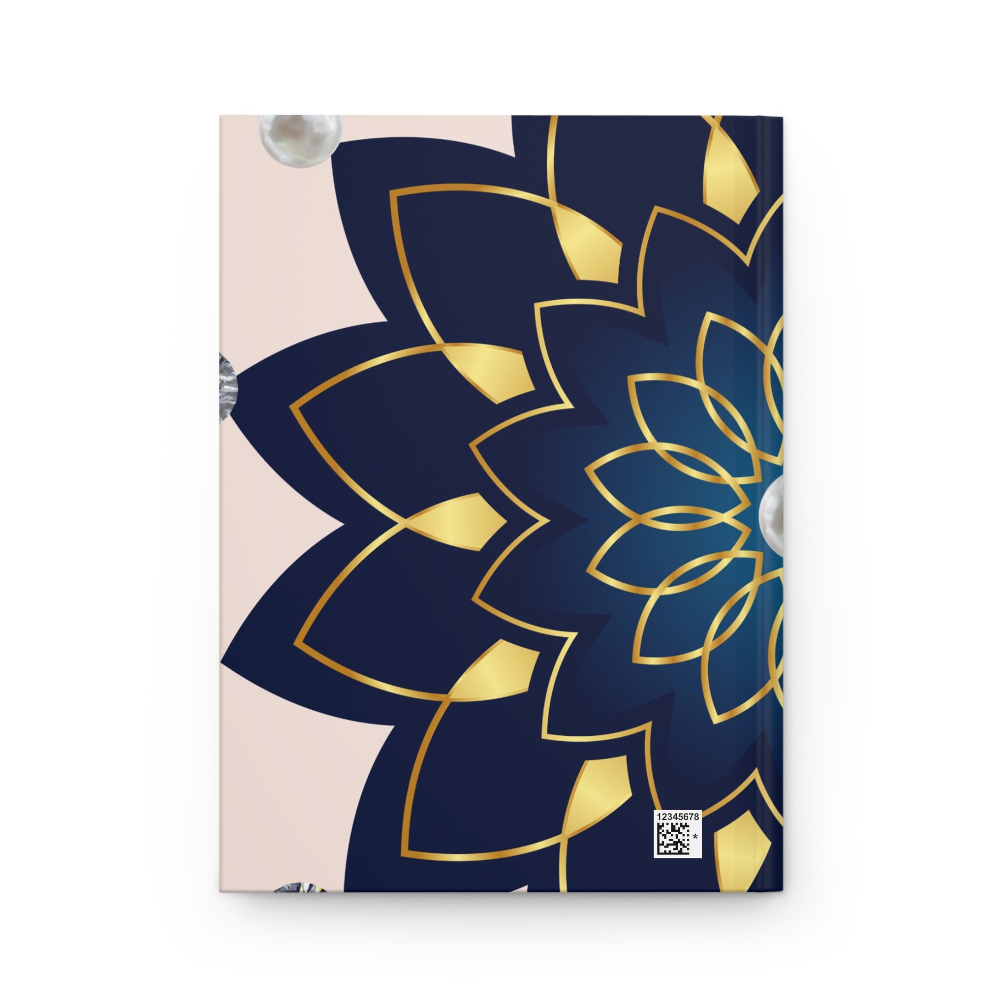 Mandala Blossom Hardcover Journal — Navy & Gold Floral Notebook