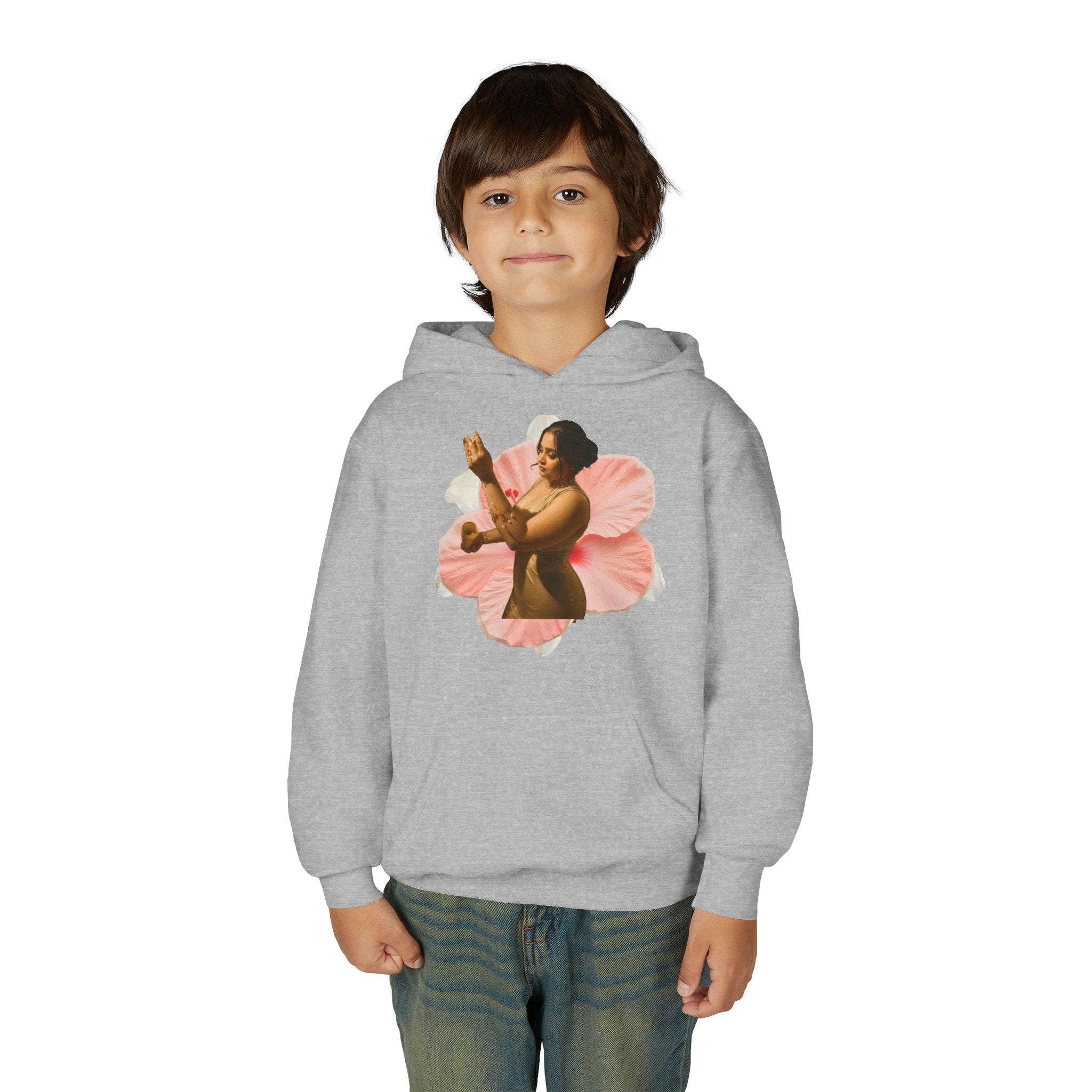 Youth Hoodie — Vintage Dancer Floral Graphic with “We Will Be Home” Back Script