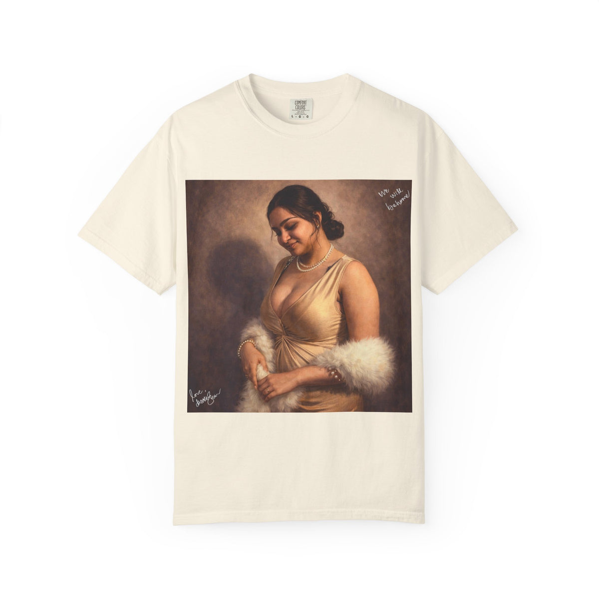 Drashti Portrait Graphic T-Shirt — Vintage Framed Lady Art Print