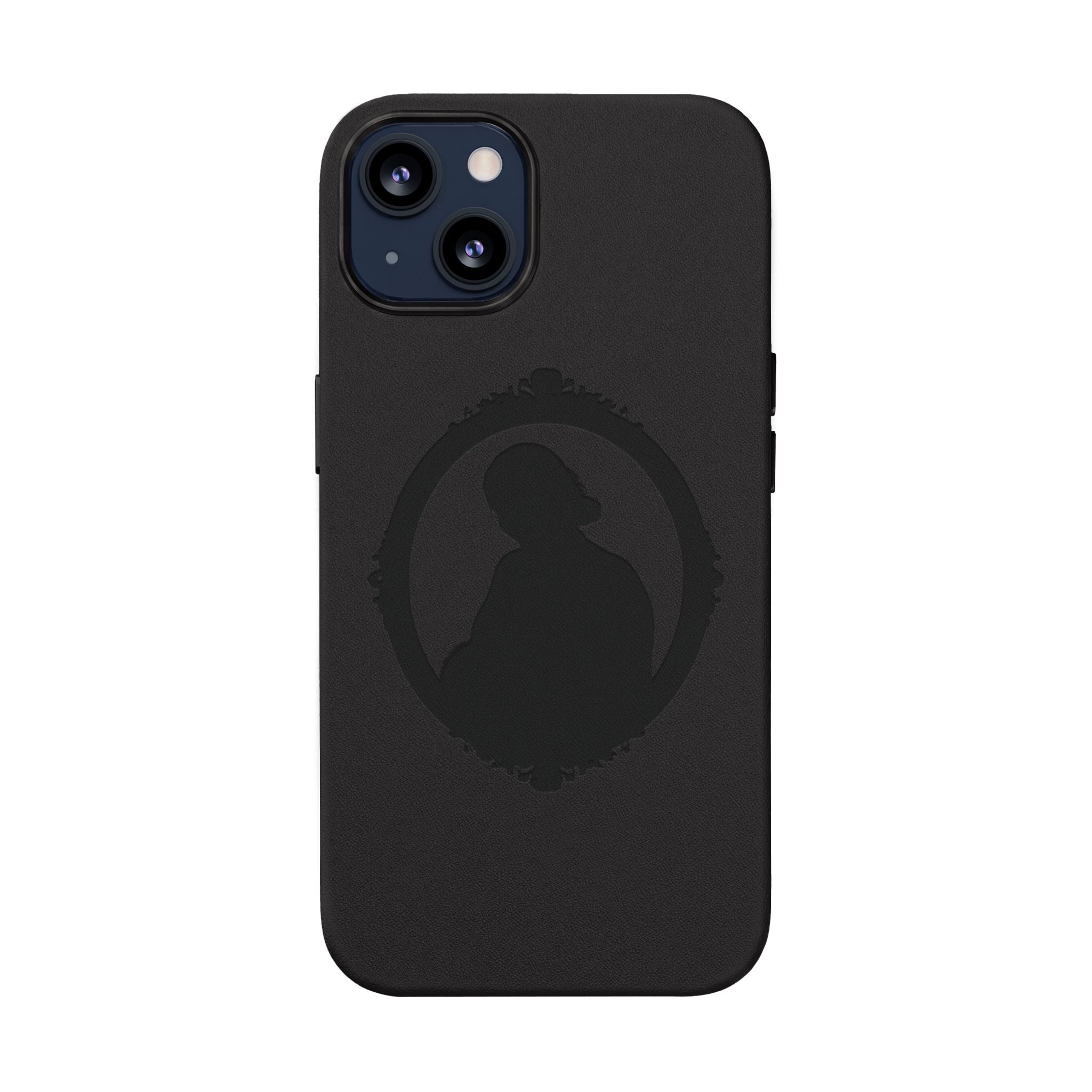 Engraved PU Leather Phone Case — Silhouette Outline Design