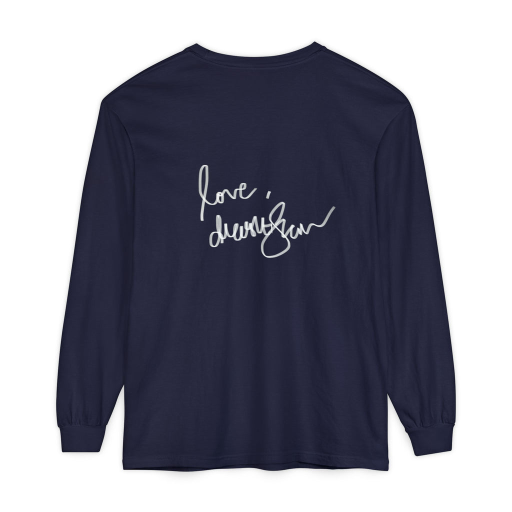 Long Sleeve T-Shirt — “Love, Dua Lipa” Shell Goddess Graphic