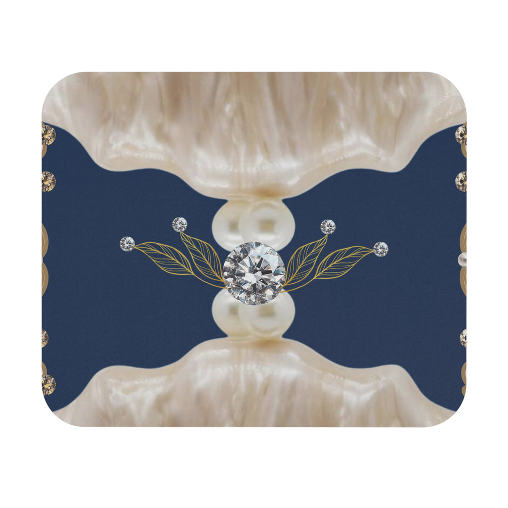 Pearl & Diamond Nautical Mouse Pad — Elegant Navy Desk Mat