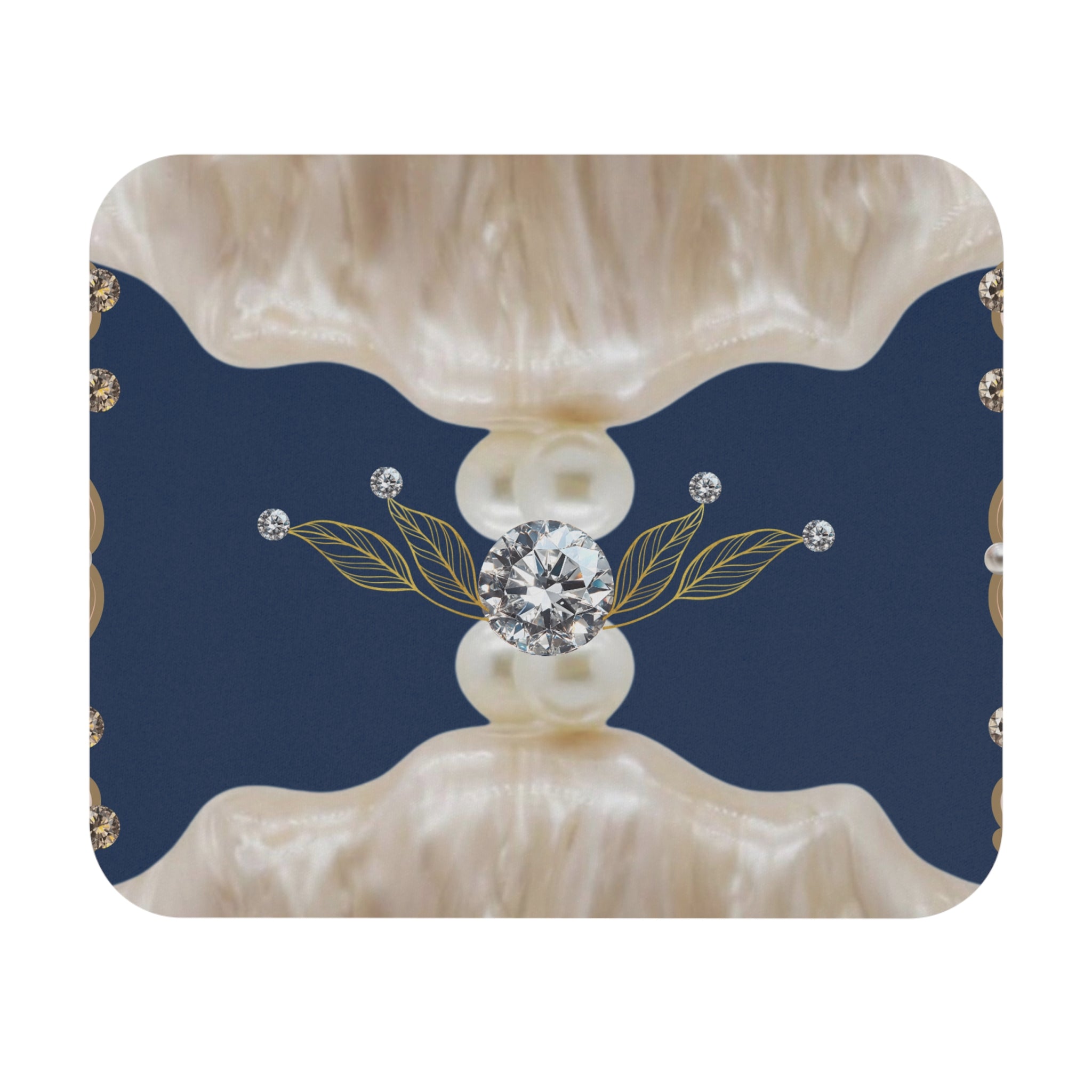 Pearl & Diamond Nautical Mouse Pad — Elegant Navy Desk Mat