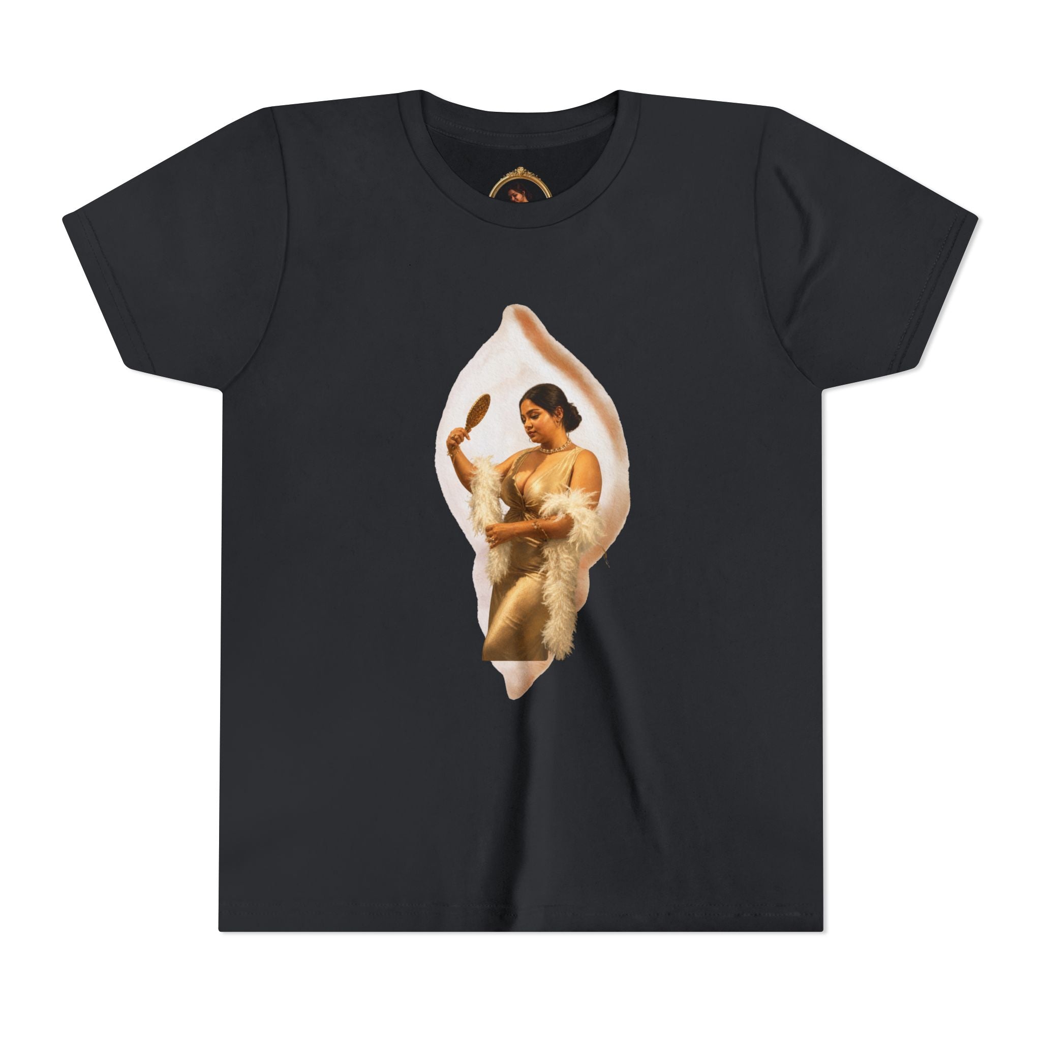 Youth Tee — Vintage Lady Mirror Graphic with “We Will Be Home” Back Text