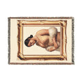 Vintage Portrait Woven Blanket — Framed Classical Art Throw