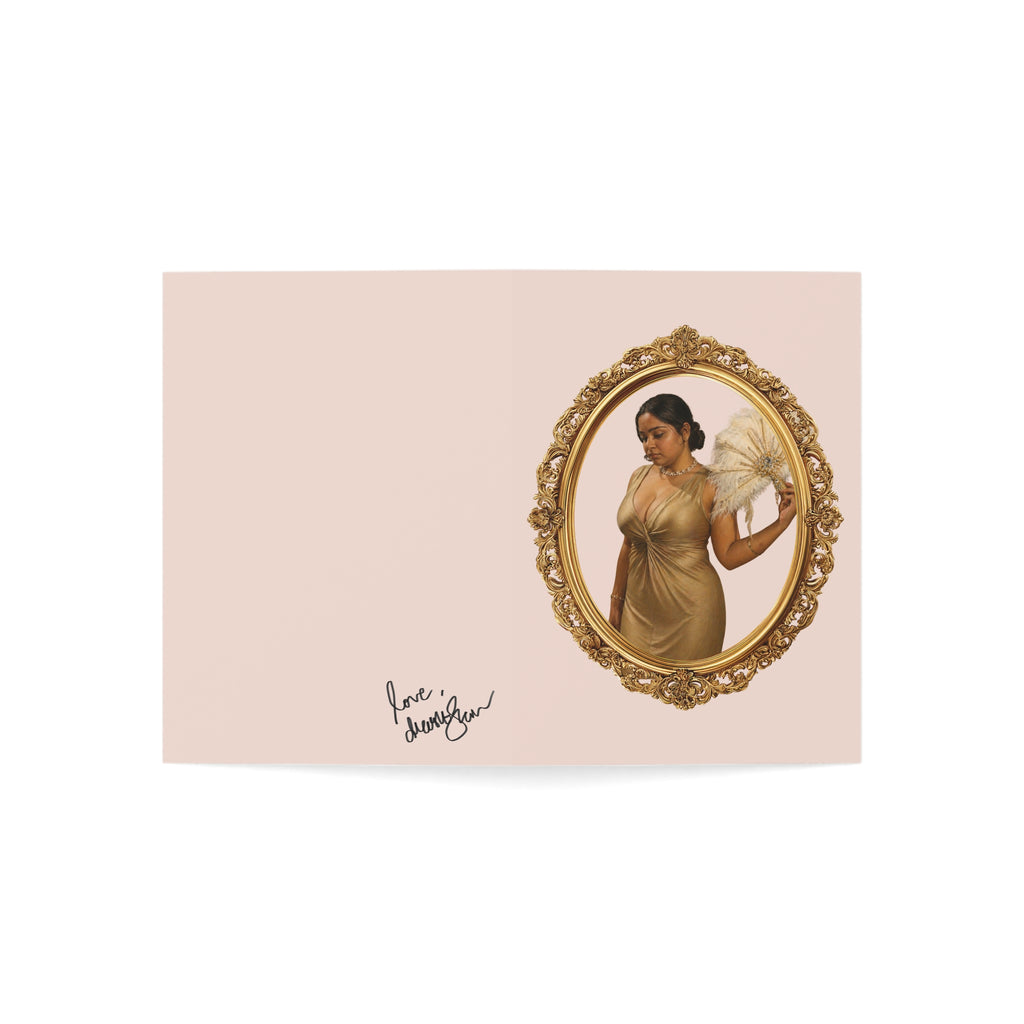 Greeting Card — Vintage Portrait with Gold Frame (Blank Inside)