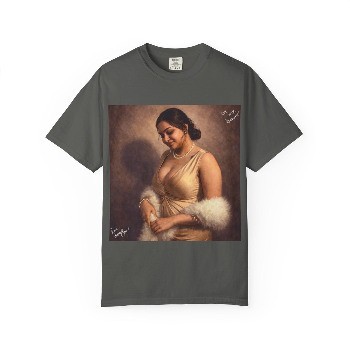 Drashti Portrait Graphic T-Shirt — Vintage Framed Lady Art Print